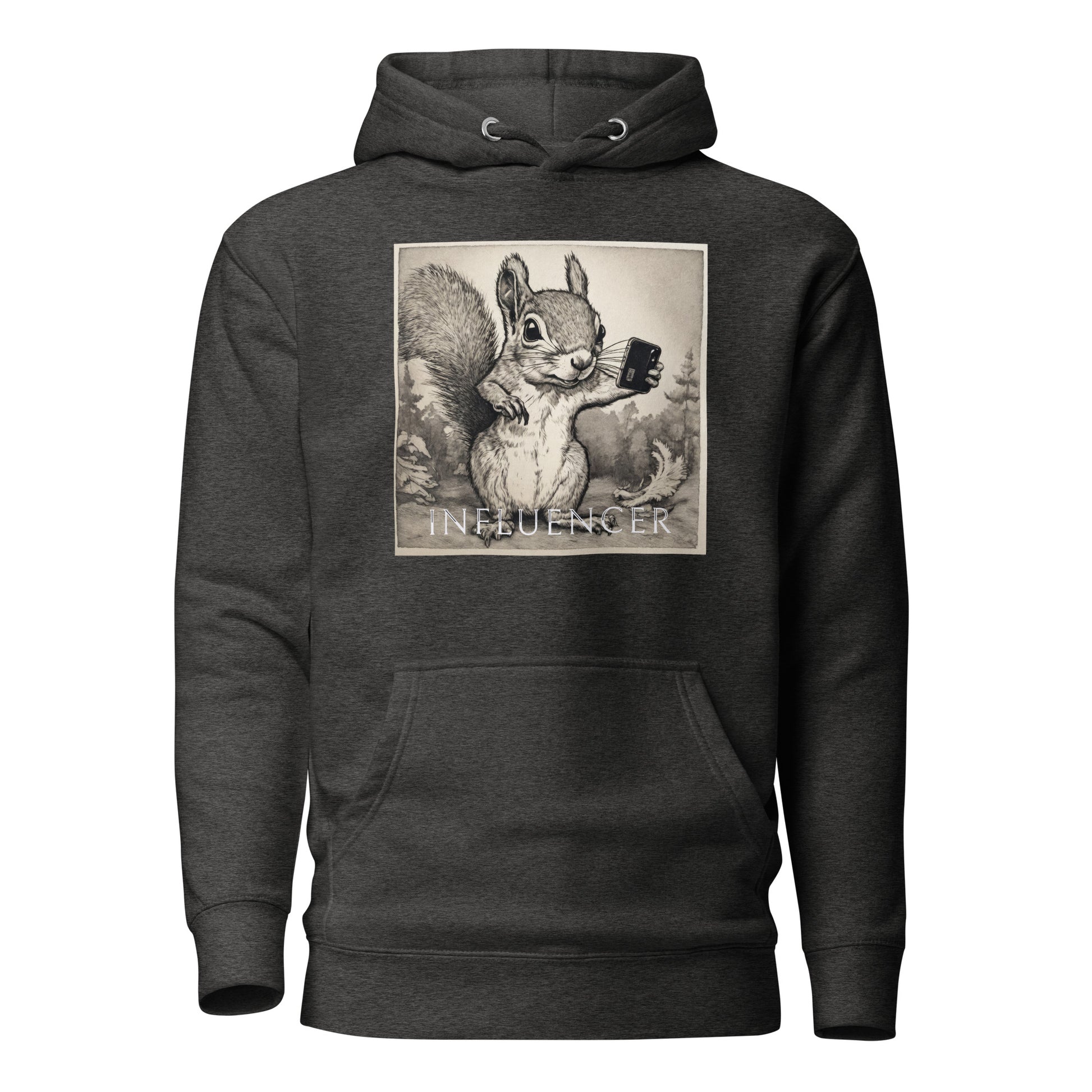 Squirrel Influencer Men's Funny Hoodie Charcoal Heather