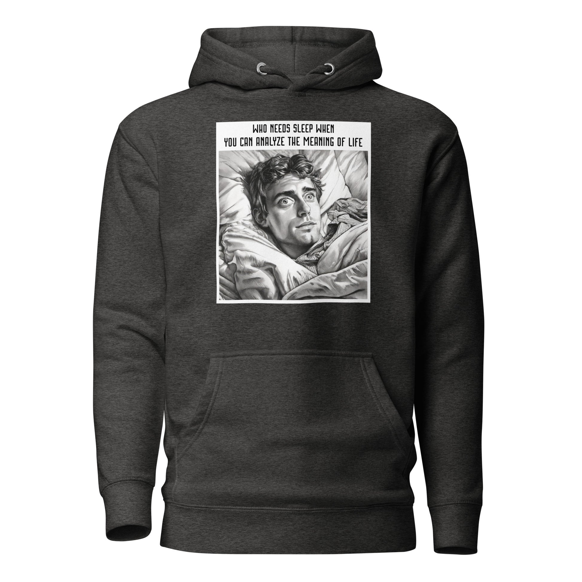 Late Night Analyzing Men's Funny Hoodie Charcoal Heather