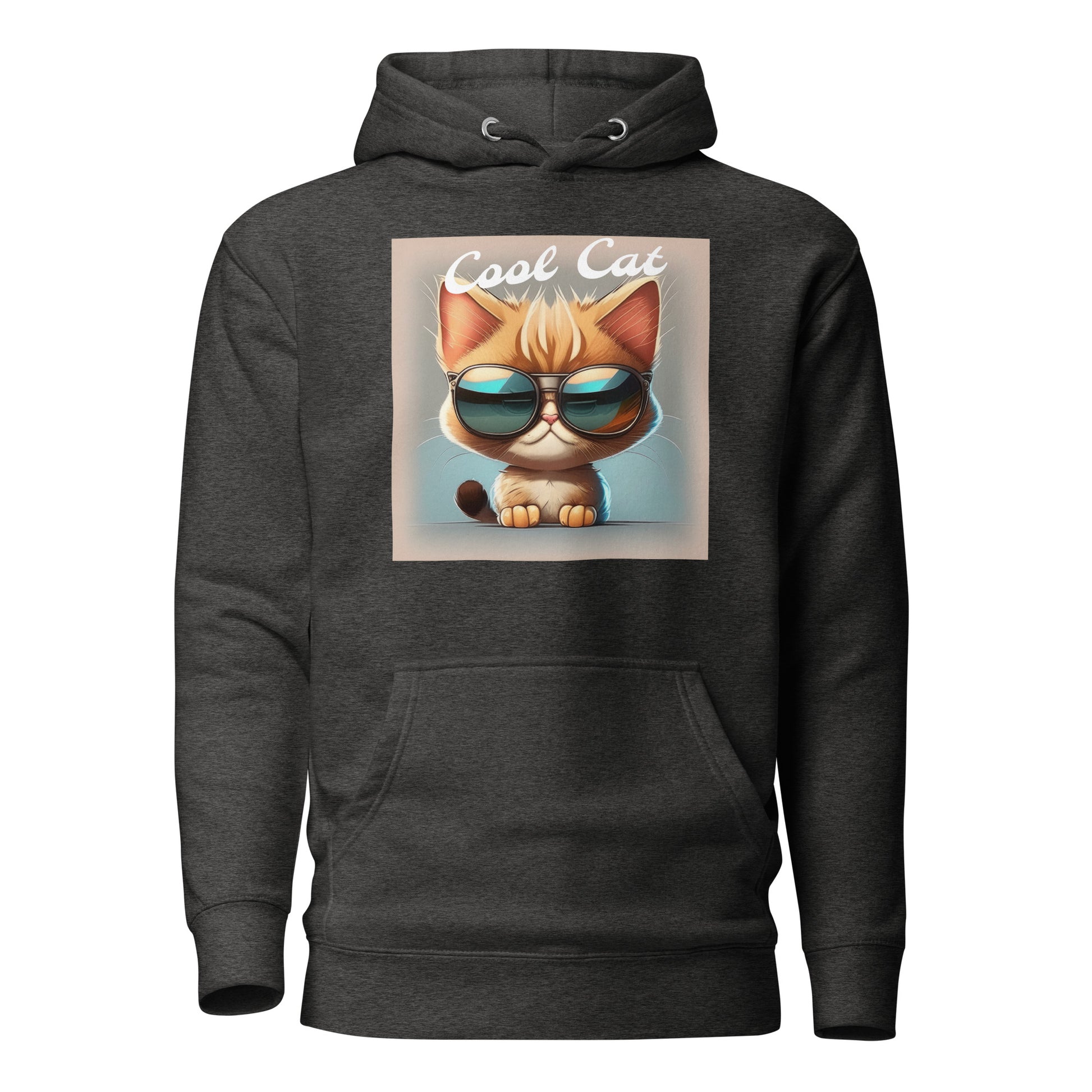 Cool Cat Men's Funny Hoodie Charcoal Heather