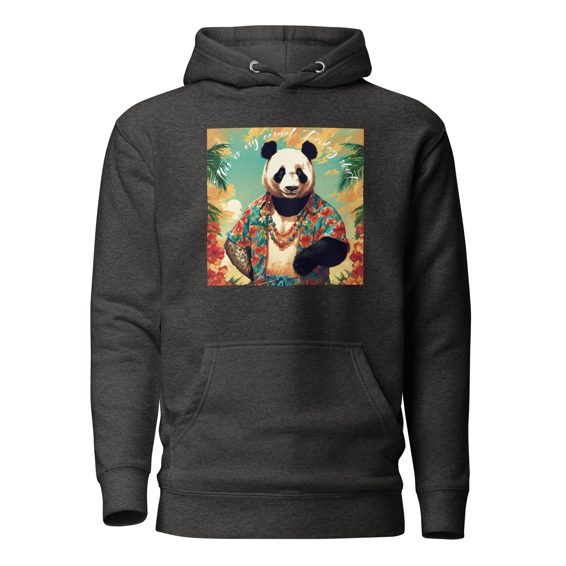 Casual Friday Panda Men's Funny Hoodie Charcoal Heather