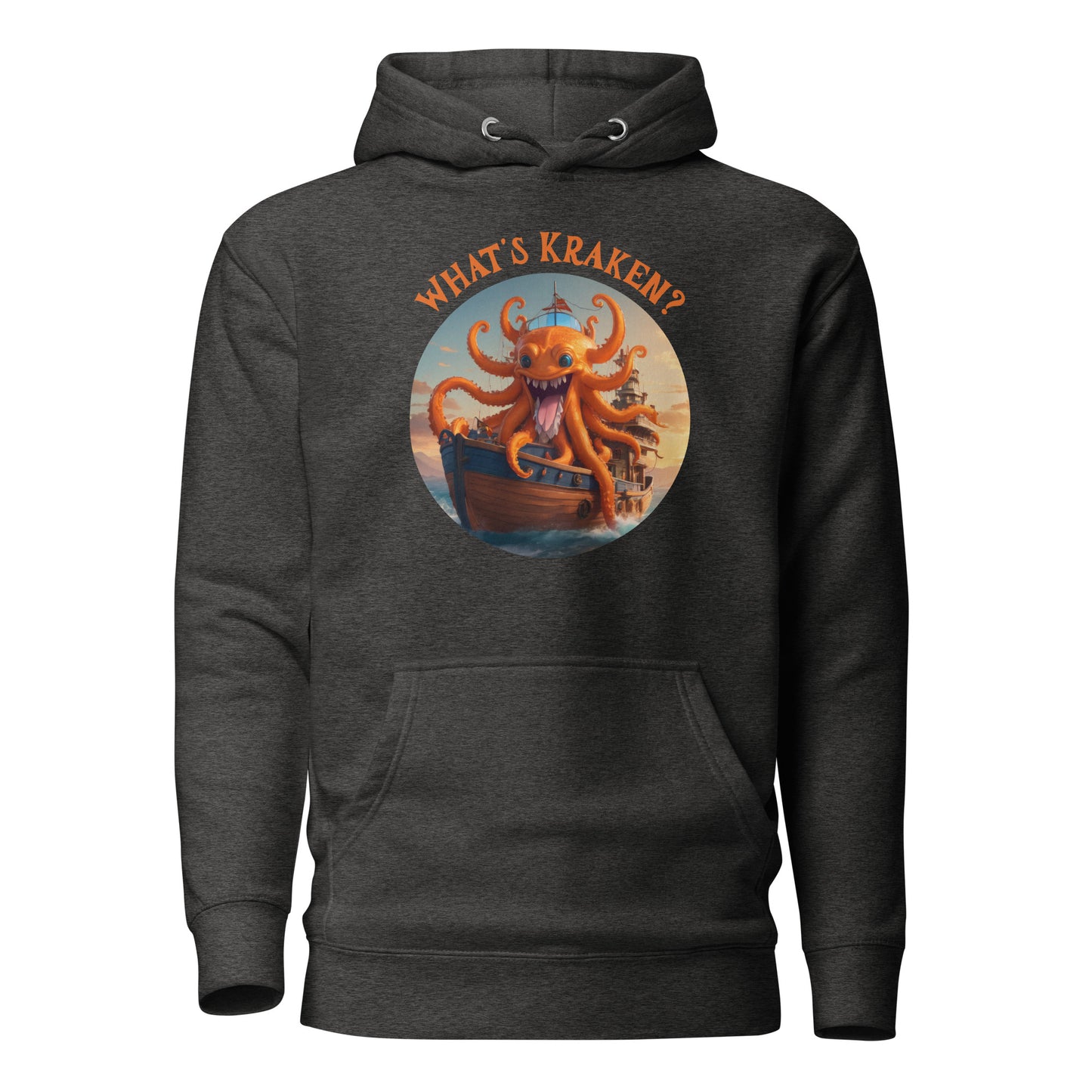 What's Kraken Men's Funny Hoodie Charcoal Heather