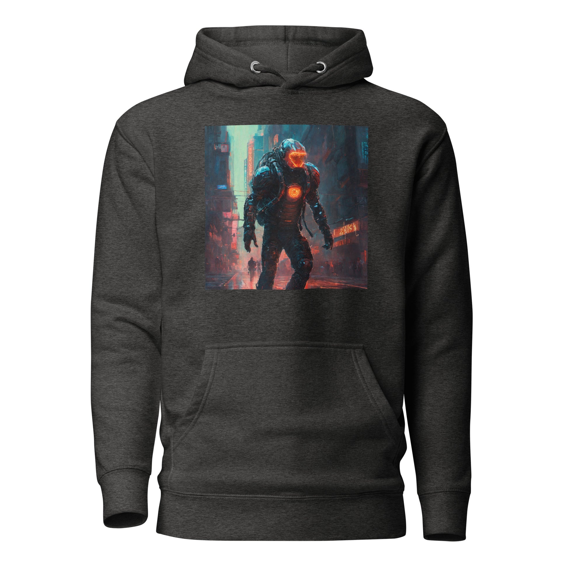 Futuristic Space Suit Men's Sci-Fi Hoodie Charcoal Heather