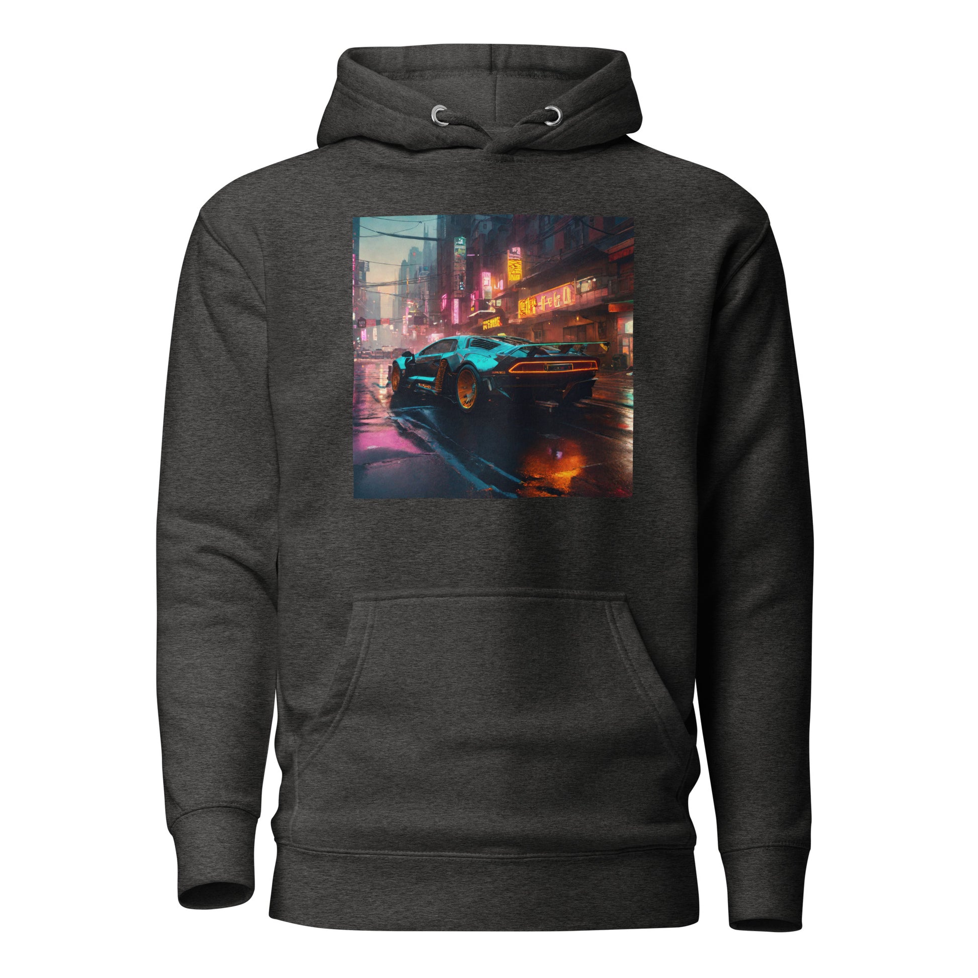 Cyberpunk Car Men's Futuristic Hoodie Charcoal Heather