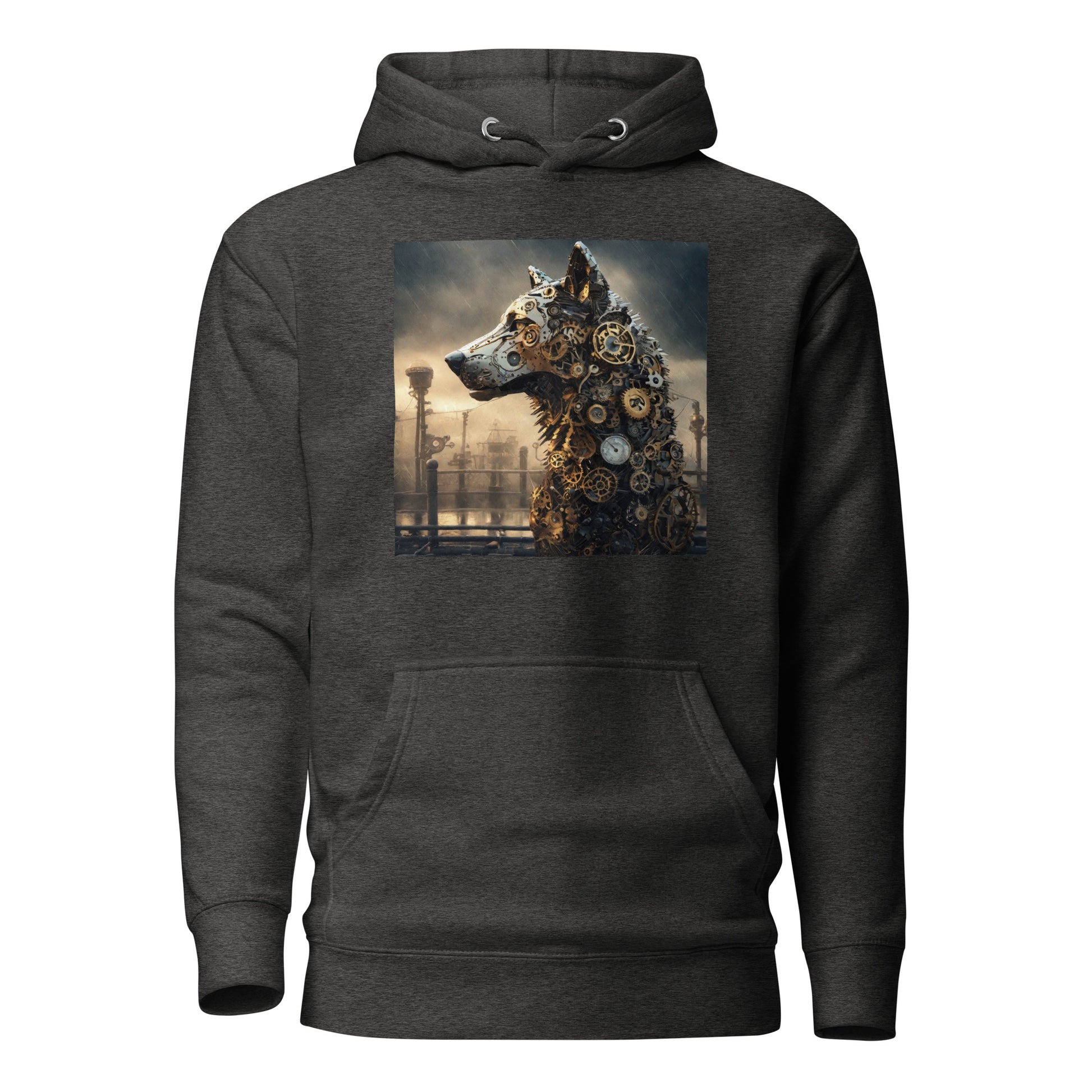 Clockwork Canine Men's Steampunk Hoodie Charcoal Heather