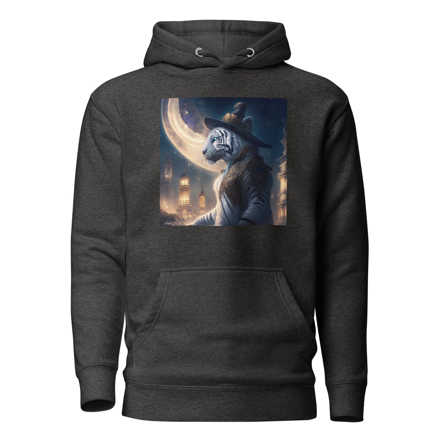 Twilight Tiger Men's Graphic Men's Hoodie Charcoal Heather