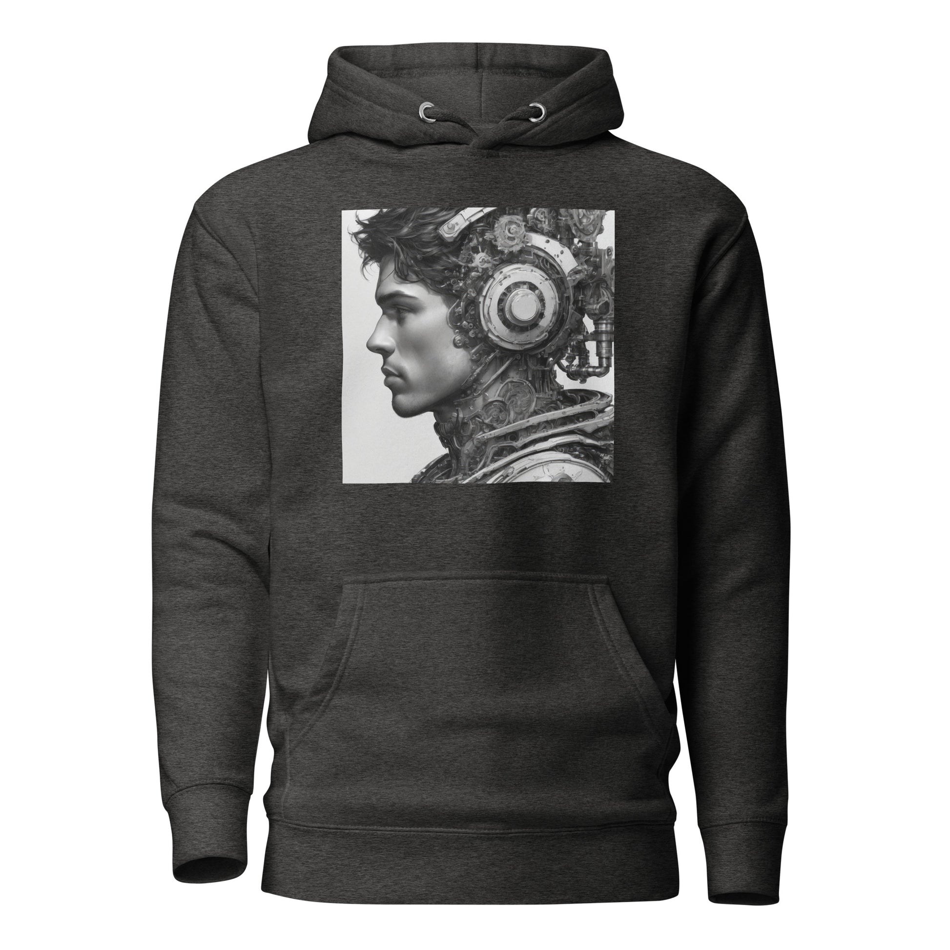 Bio-Mechanical Man Men's Sci-Fi Hoodie Charcoal Heather