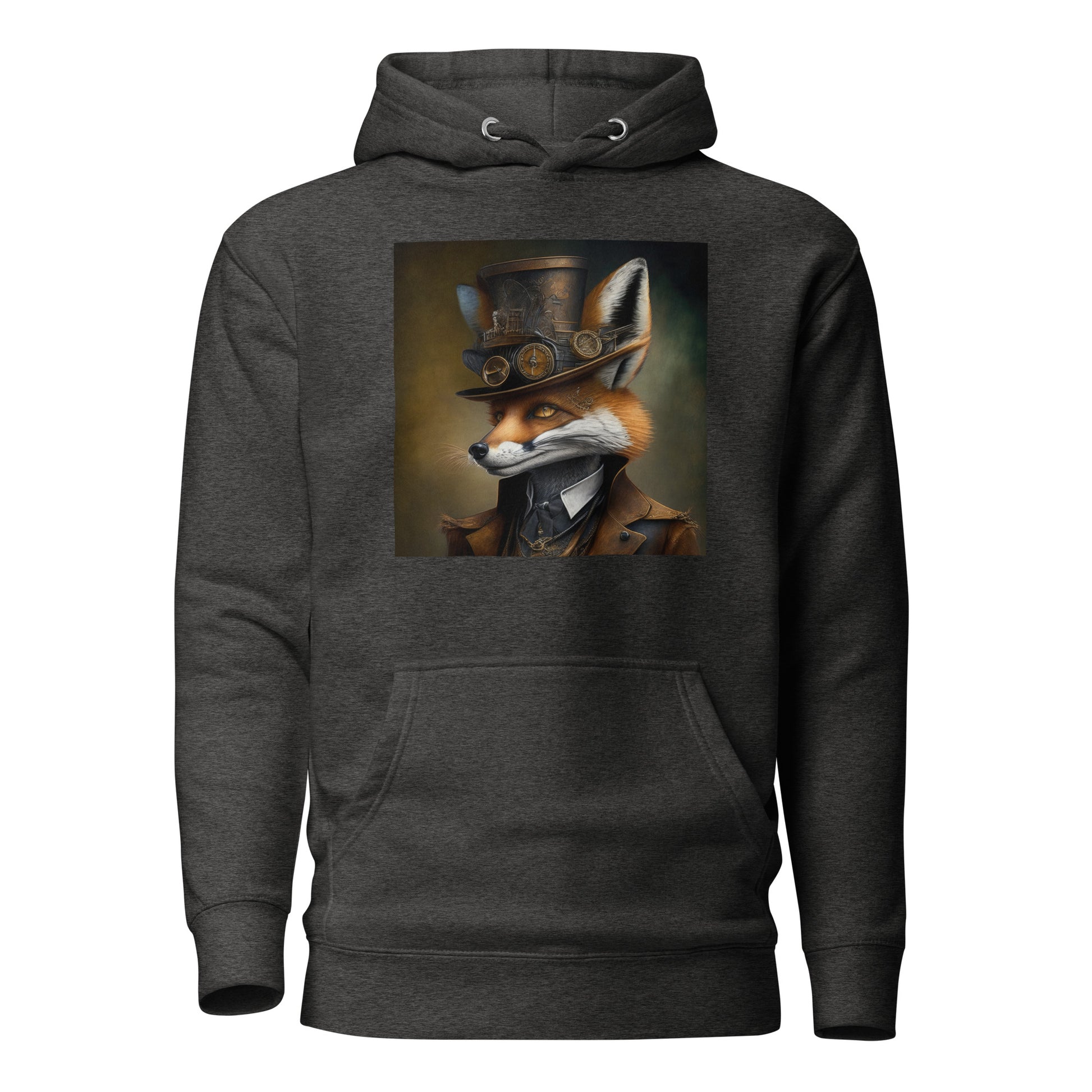 Gears & Genius Steampunk Fox Men's Hoodie Charcoal Heather