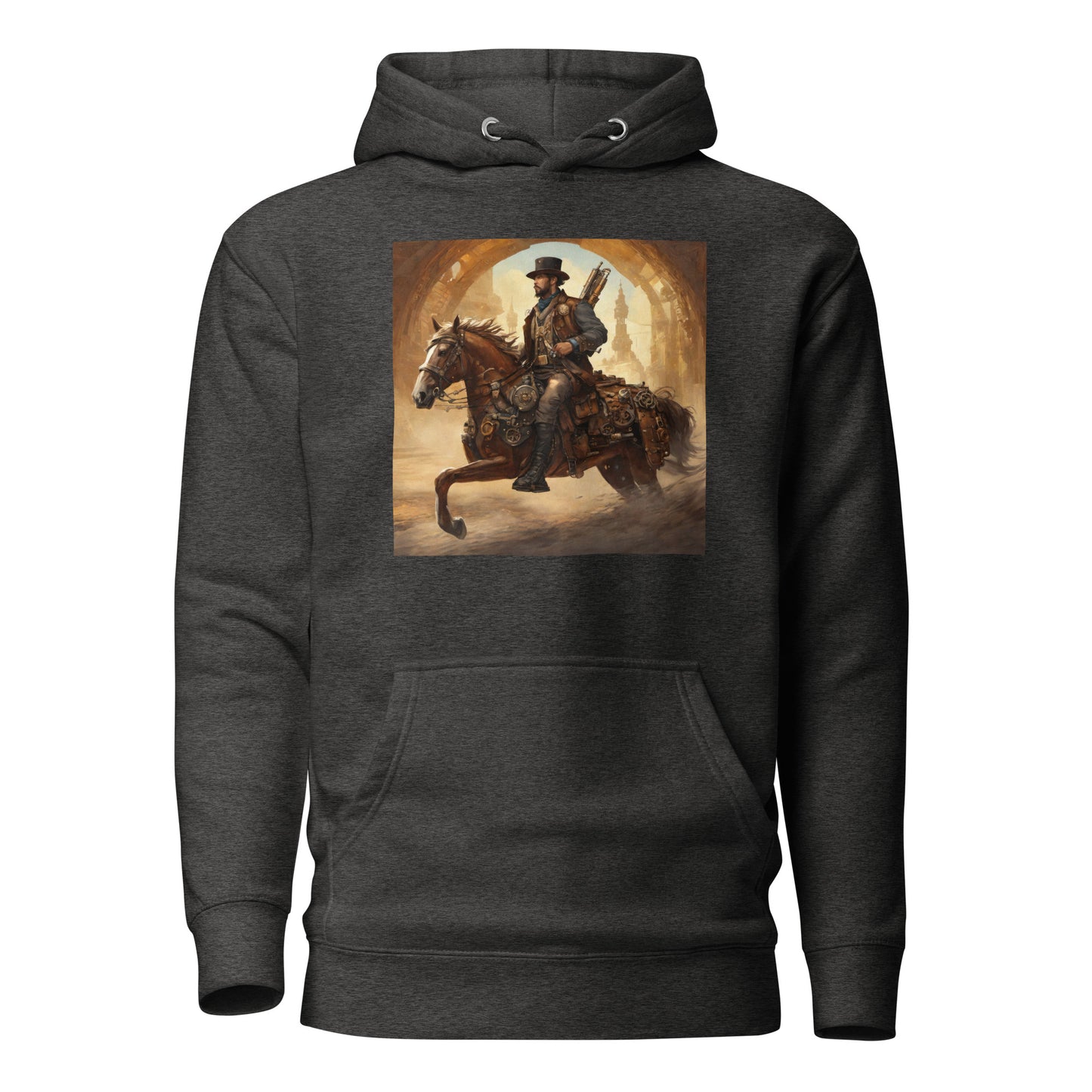 Geared Up Gunslinger Men's Steampunk Hoodie Charcoal Heather