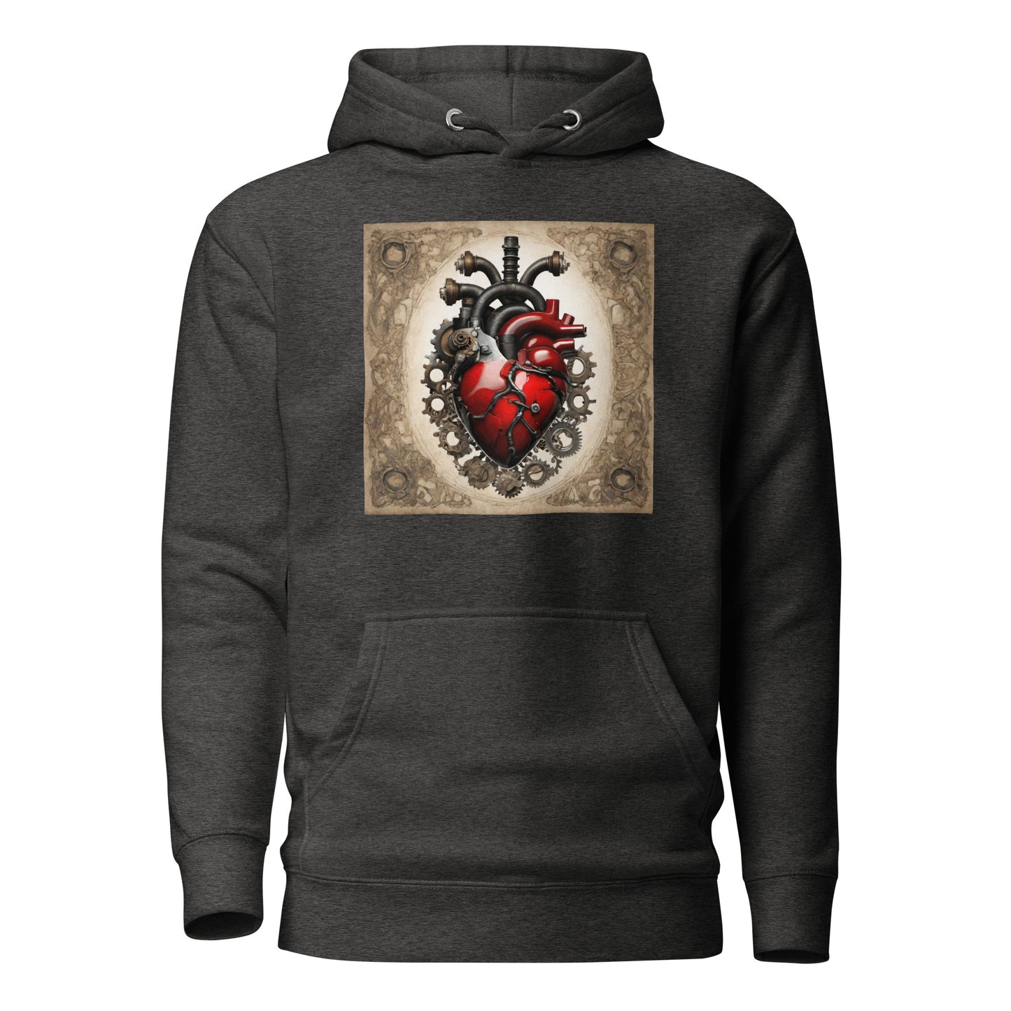 Gears Make My Blood Pump Men's Steampunk Hoodie Charcoal Heather