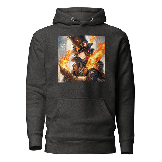 Steampunk Firebender Men's Anime Hoodie Charcoal Heather