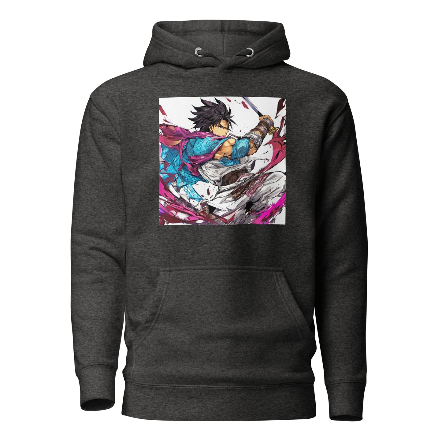 Mighty Fighter Men's Anime Hoodie Charcoal Heather