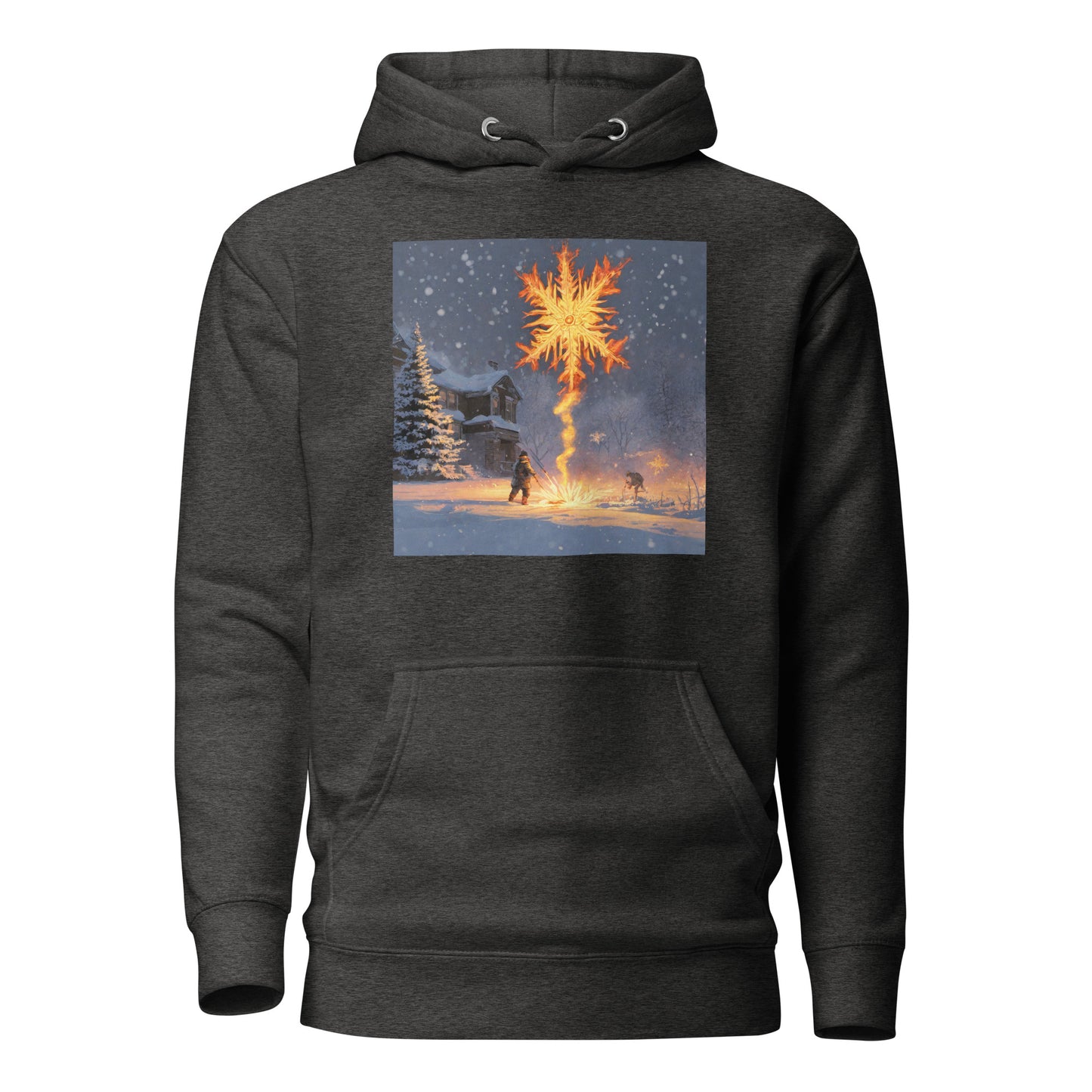 Fire from Ice Snowflake Men's Anime Hoodie Charcoal Heather