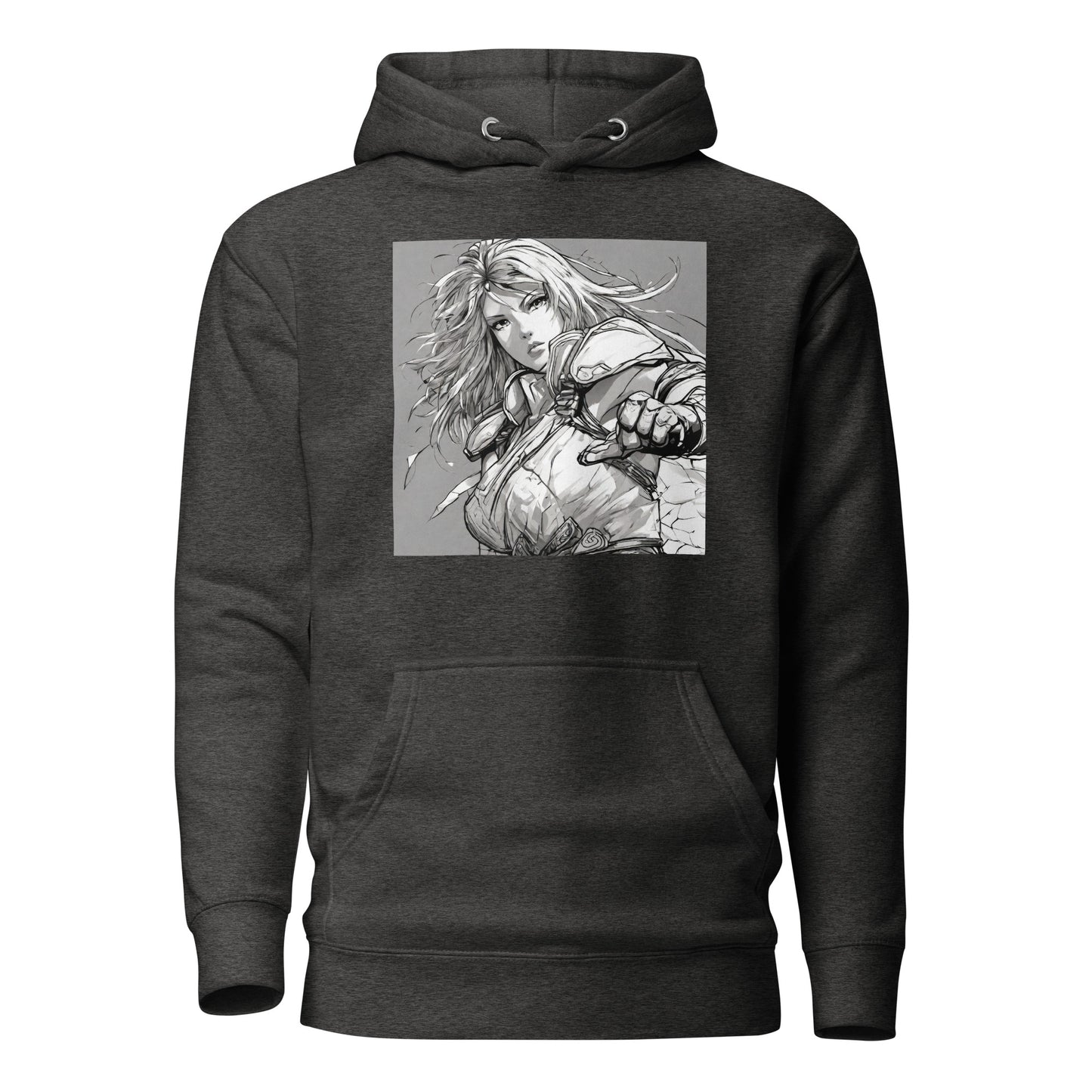 Fearless Swordmaiden Men's Anime Hoodie Charcoal Heather