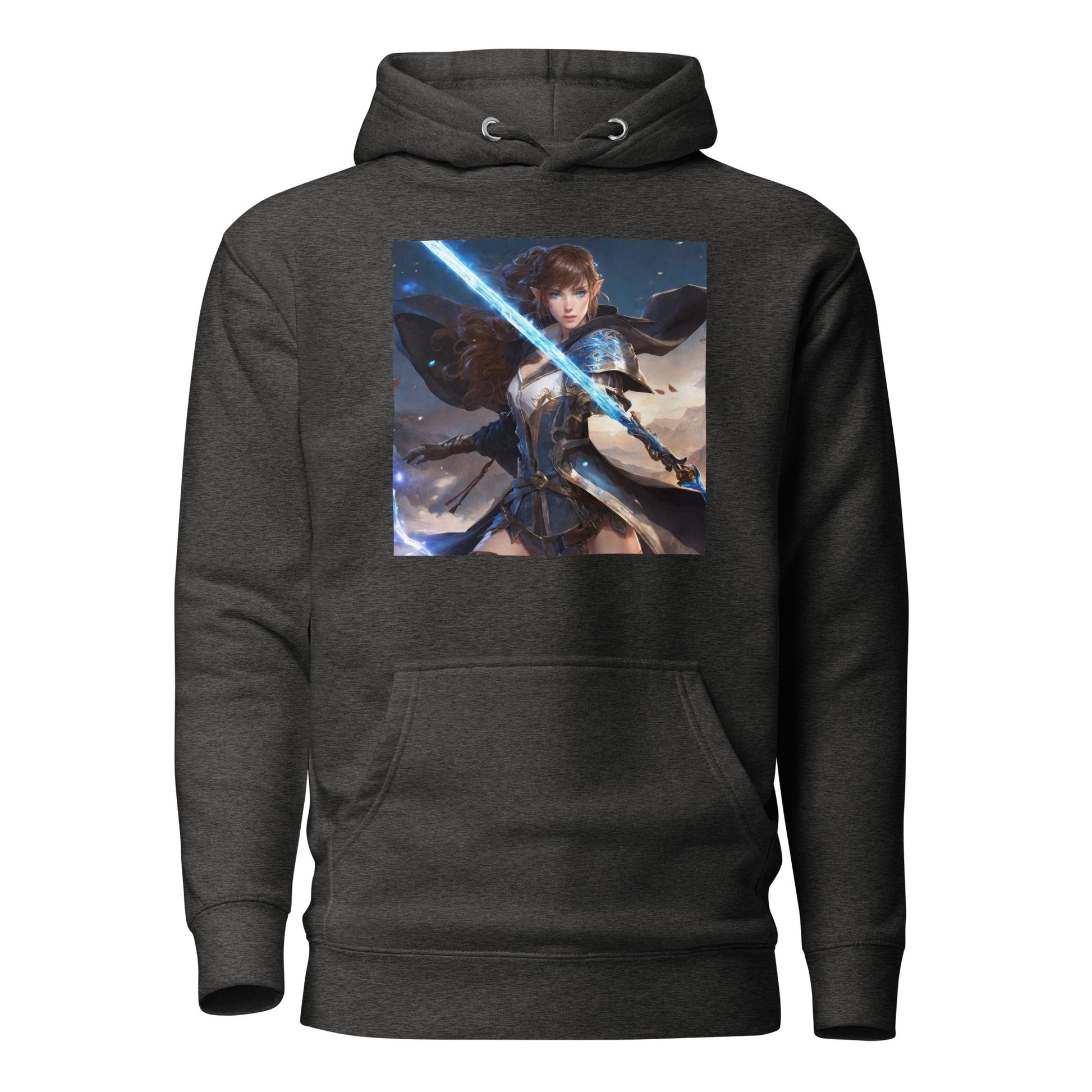 Elven Defender Men's Fantasy Anime Hoodie Charcoal Heather