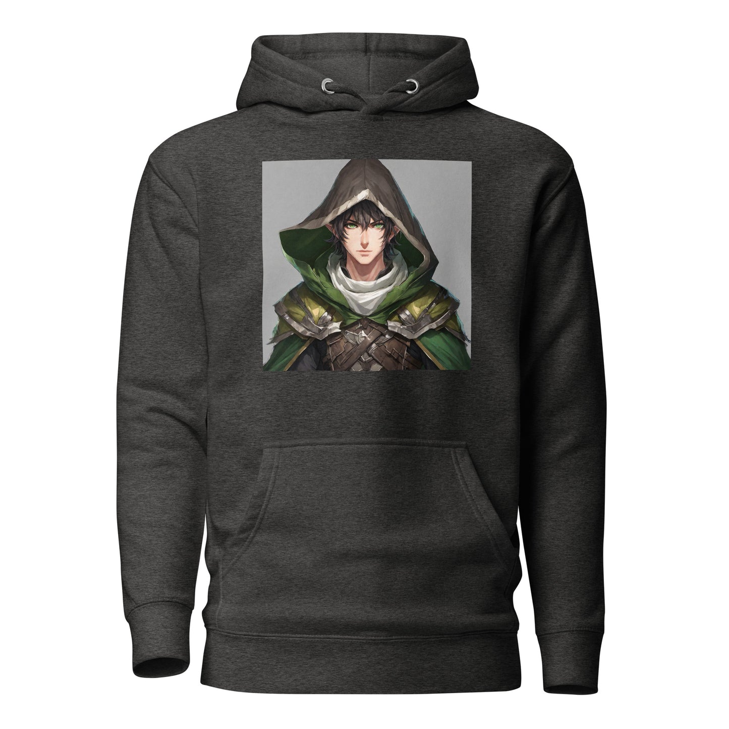 Elven Guardian Men's Anime Hoodie Charcoal Heather