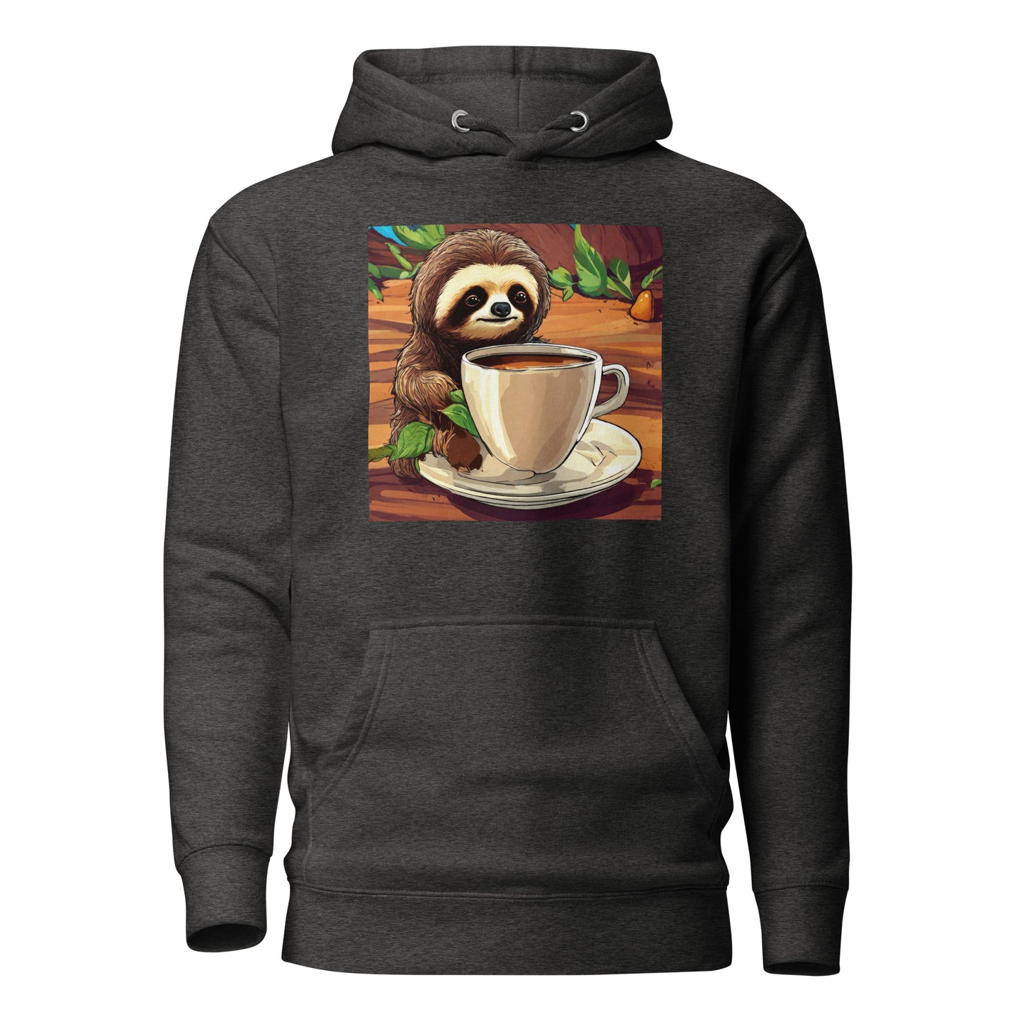 Slow Morning Men's Funny Sloth Hoodie Charcoal Heather