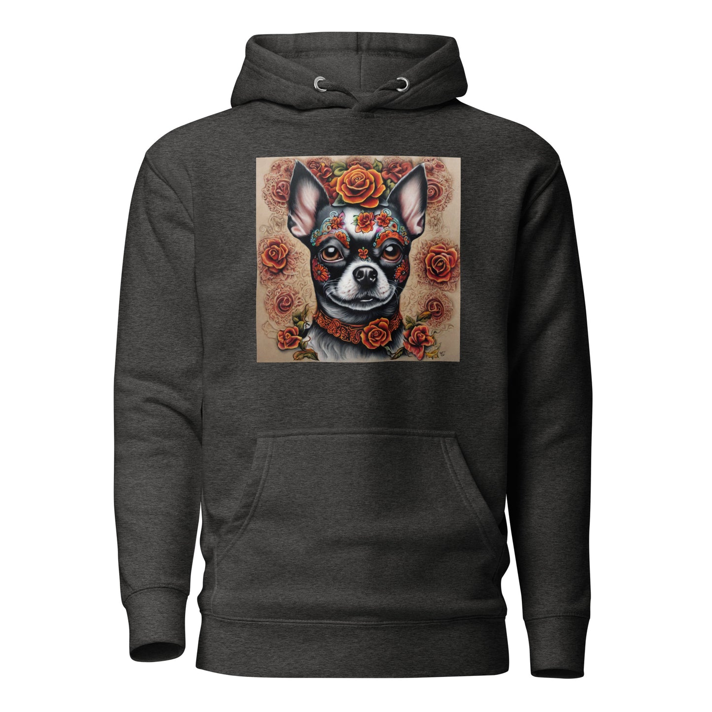 Day of the Dead Chihuahua Men's Dog Lover Hoodie Charcoal Heather