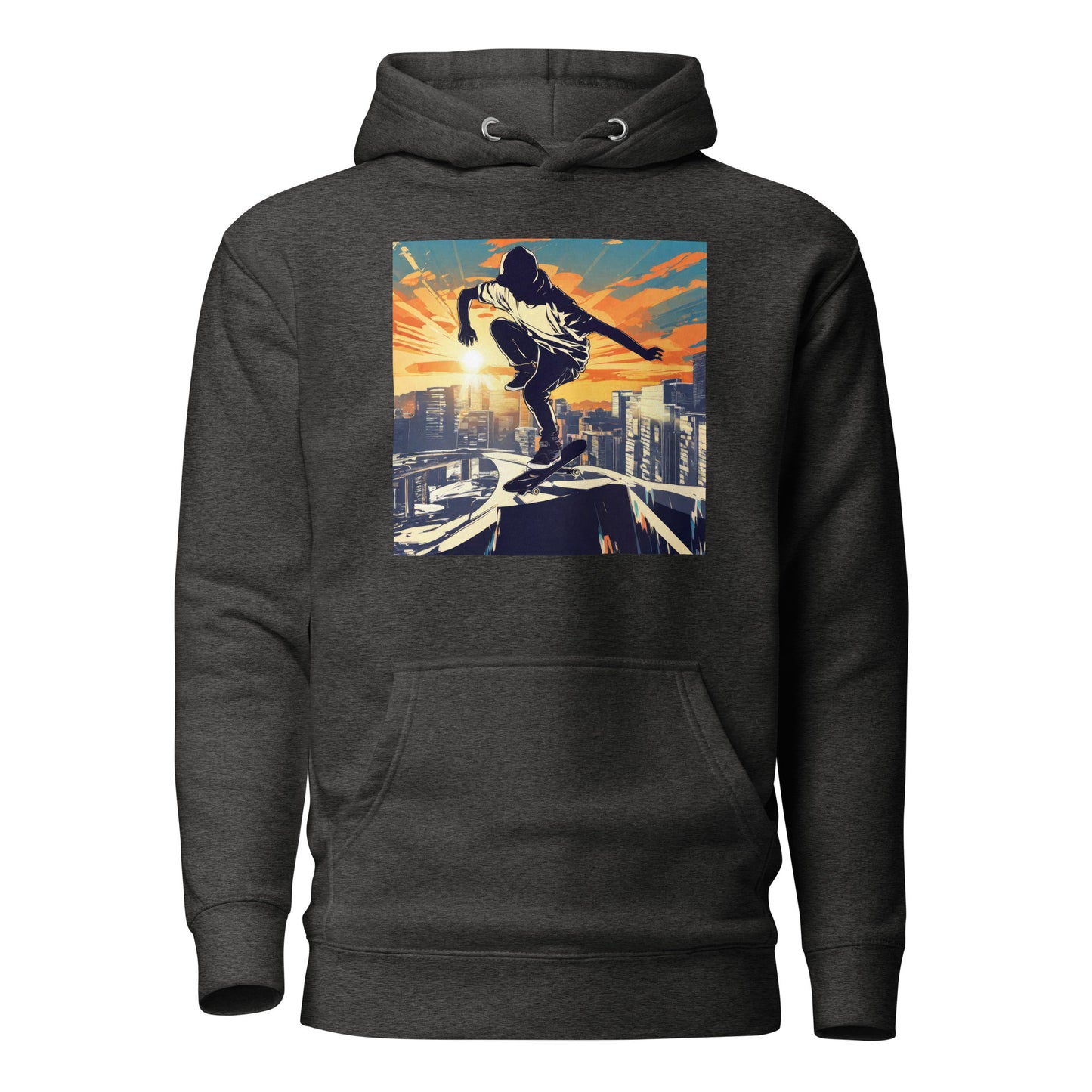 Skateboarding in the City Men's Graphic Hoodie Charcoal Heather