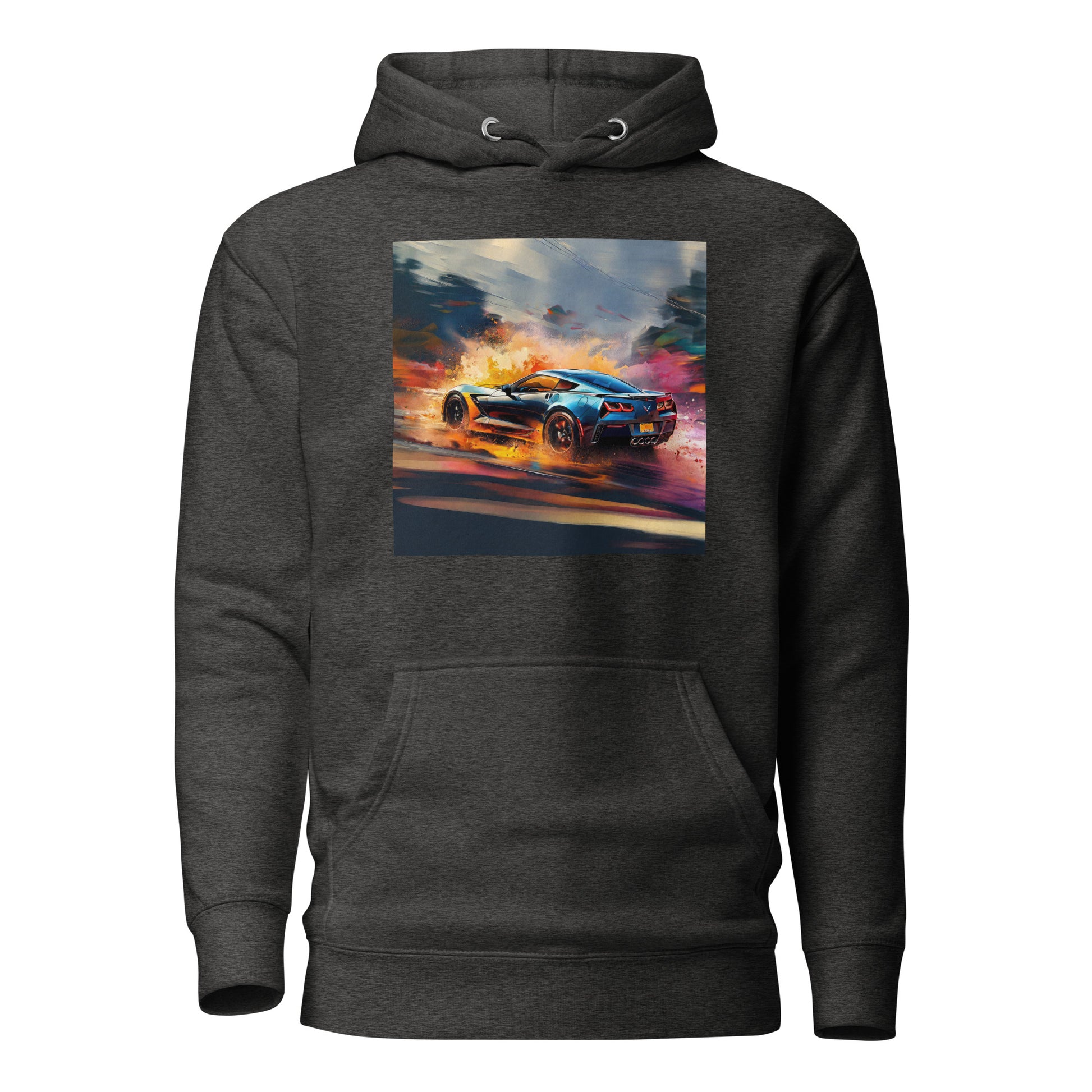 Colorful Corvette Men's Car Hoodie Charcoal Heather