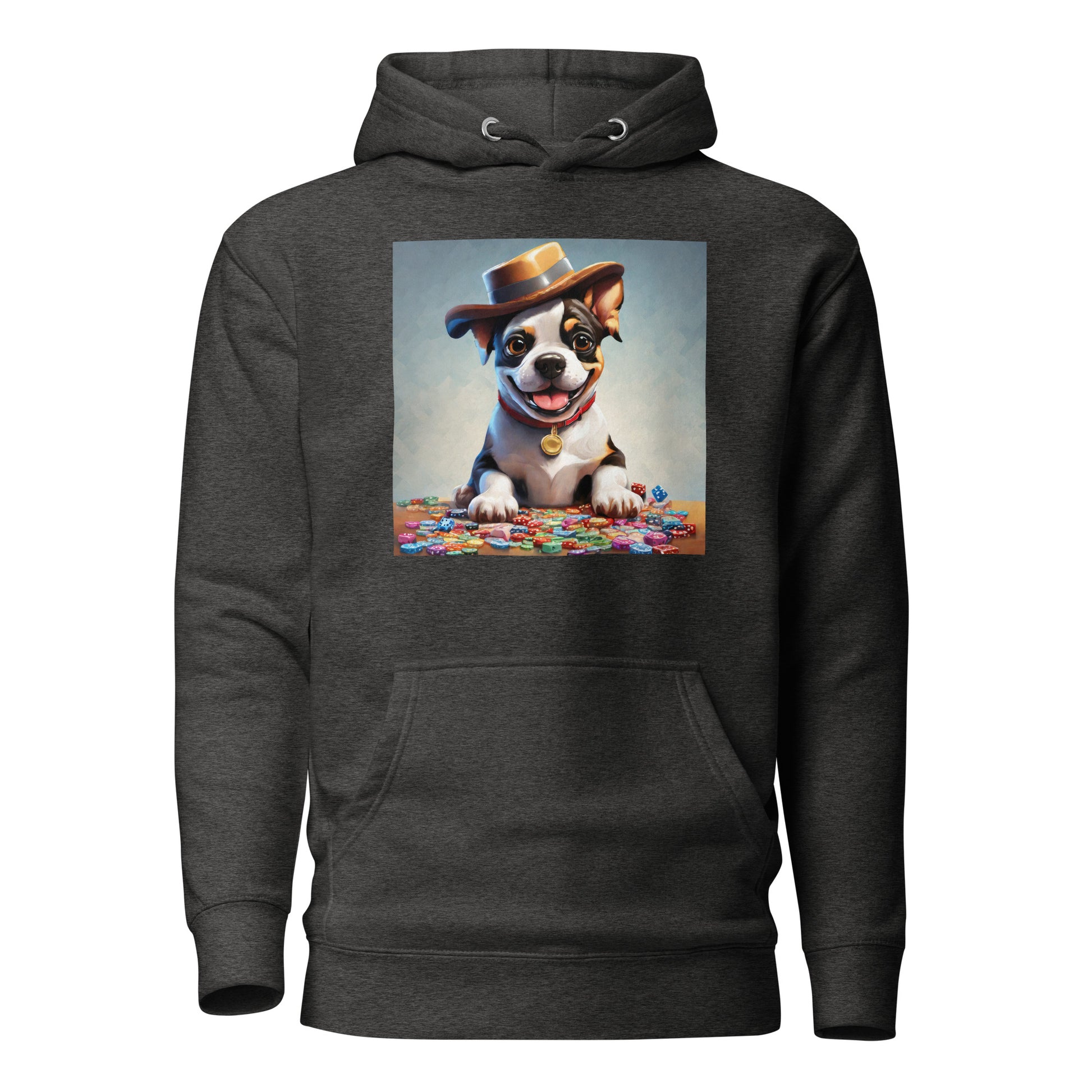 Lucky Dog Poker Night Men's Hoodie Charcoal Heather