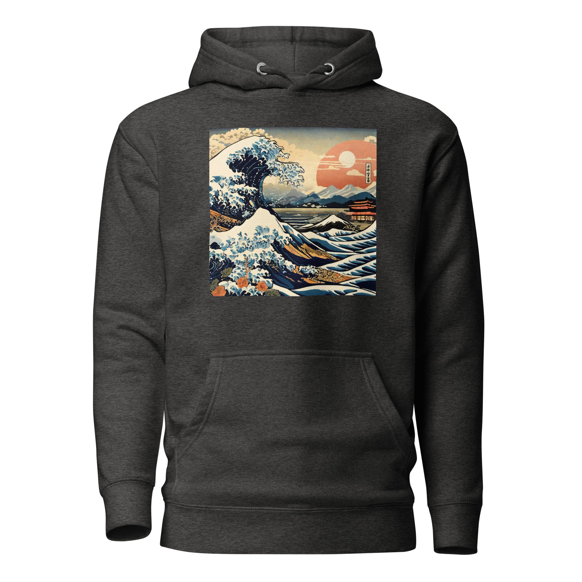 Ukiyo-e Wave Men's Hoodie Charcoal Heather