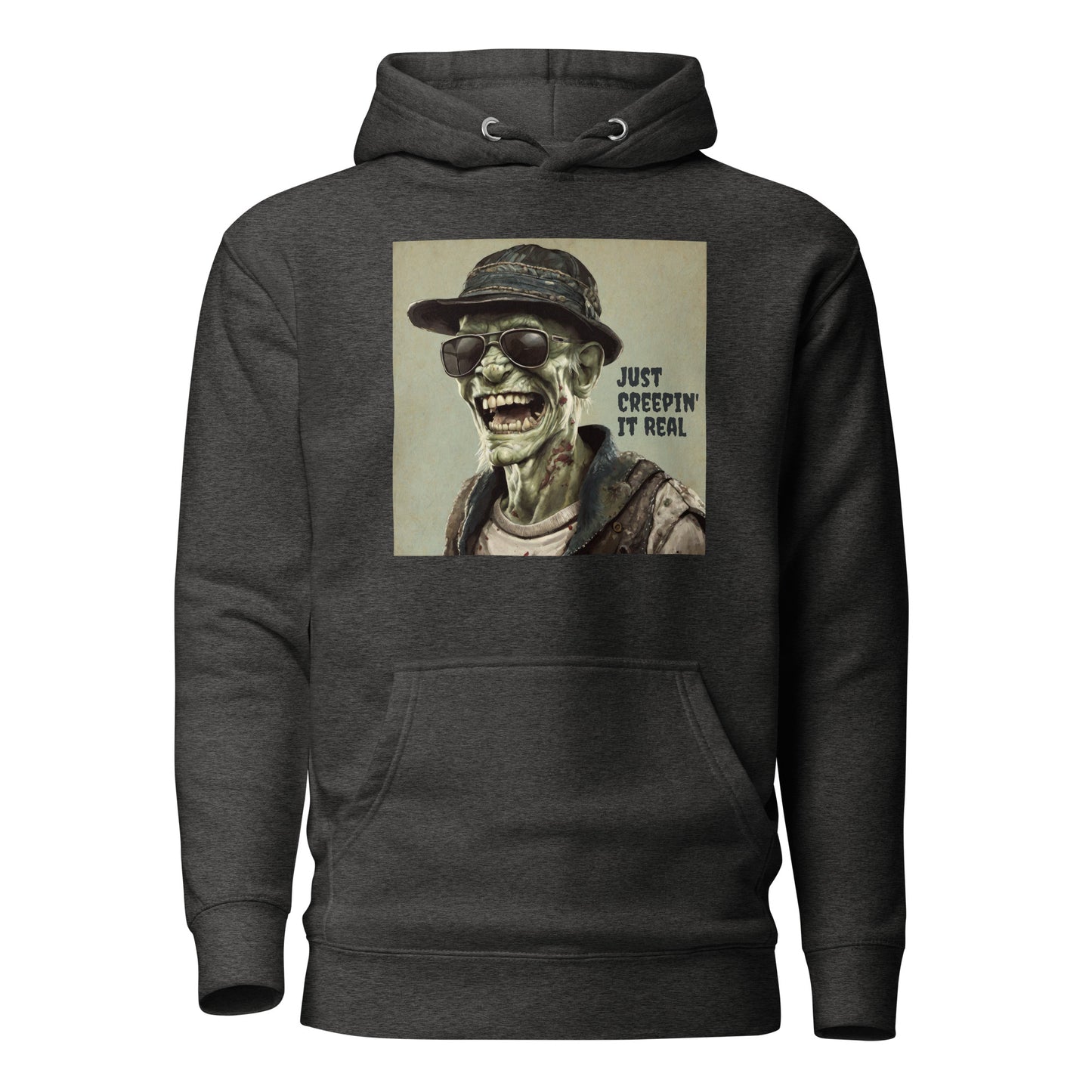 Just Creepin' It Real Men's Zombie Hoodie for Halloween Charcoal Heather