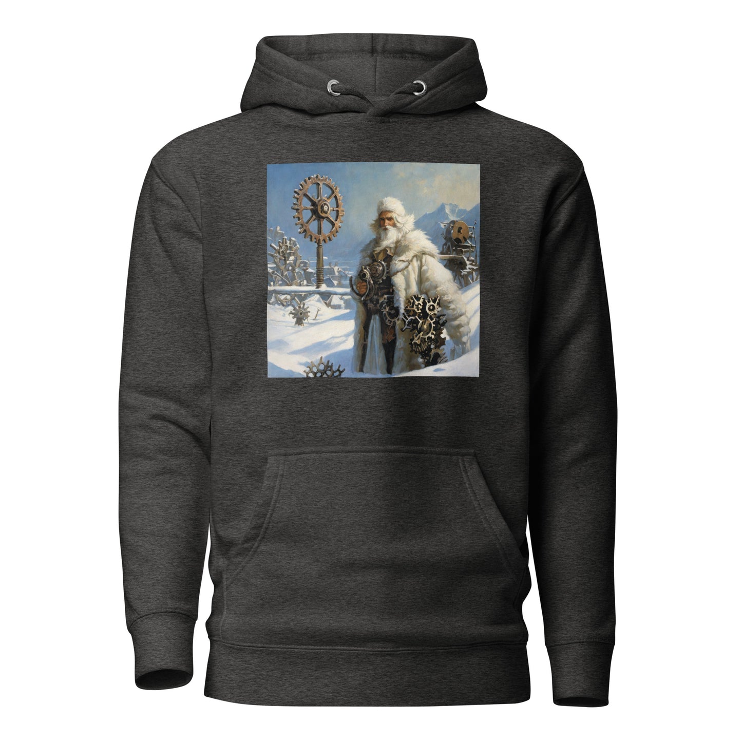 Frosty St Nick Santa Winter Christmas Hoodie for Men Charcoal Heather