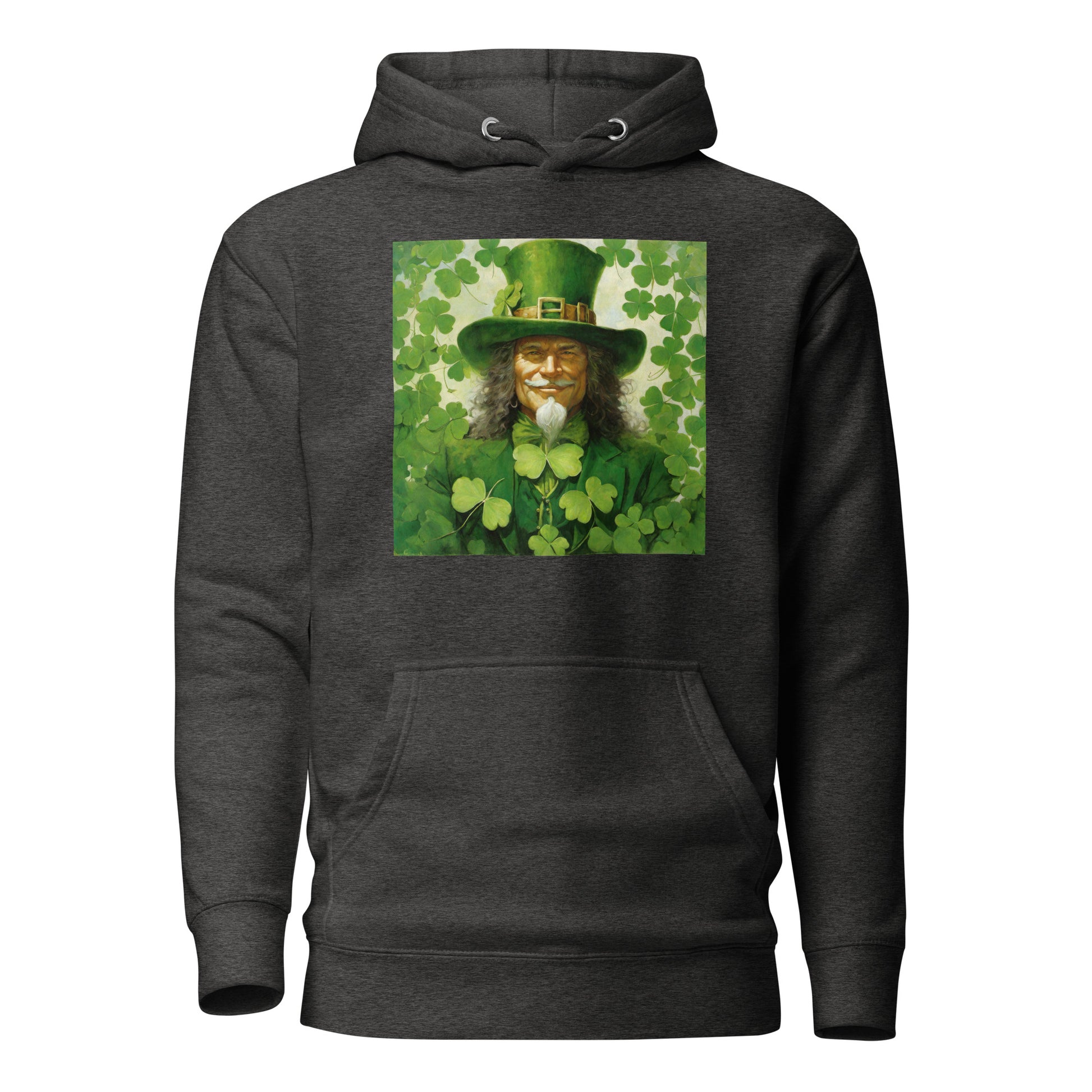 Leprechaun Shamrock Men's Hoodie for St Patty's Day Charcoal Heather