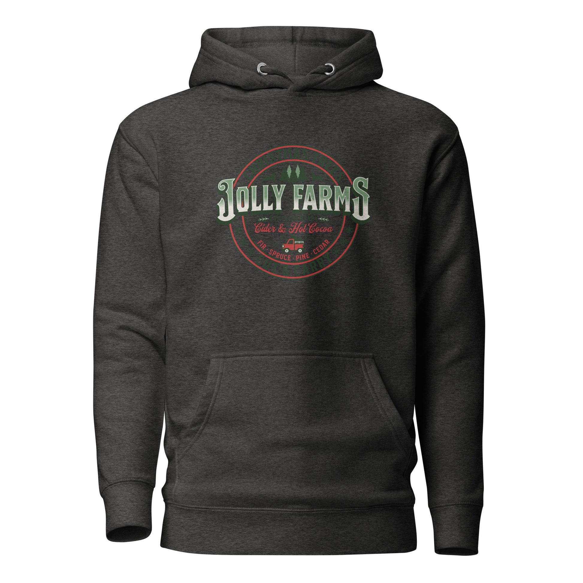 Jolly Farms Christmas Trees Men's Holiday Hoodie Charcoal Heather