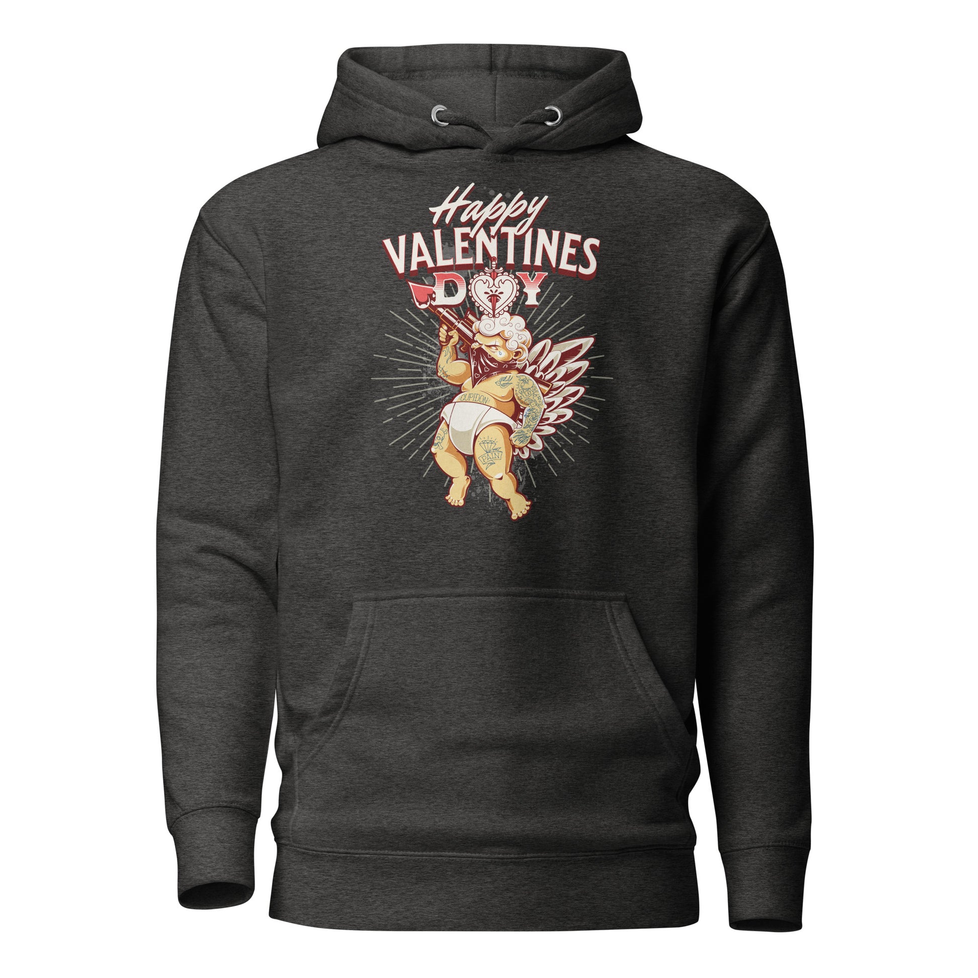 Inked Cupid Men's Valentine's Day Hoodie Charcoal Heather