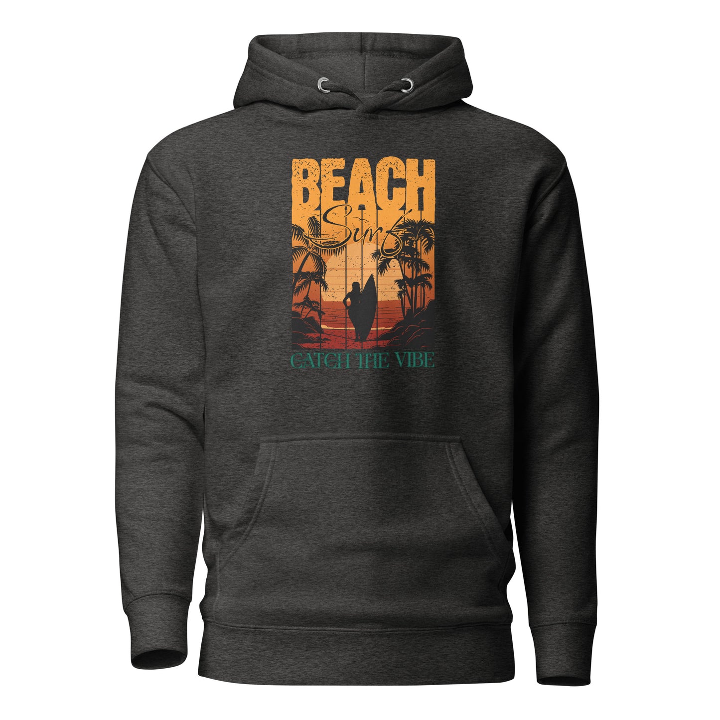 Catch the Beach Vibe Surfing Men's Hoodie Charcoal Heather