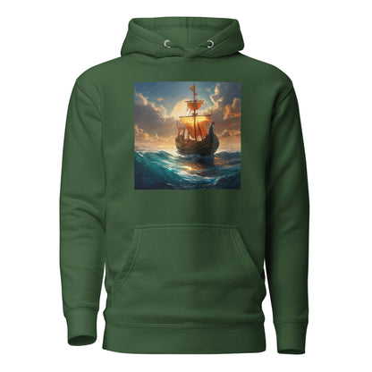 Sunset Ship Men's Hoodie Forest Green