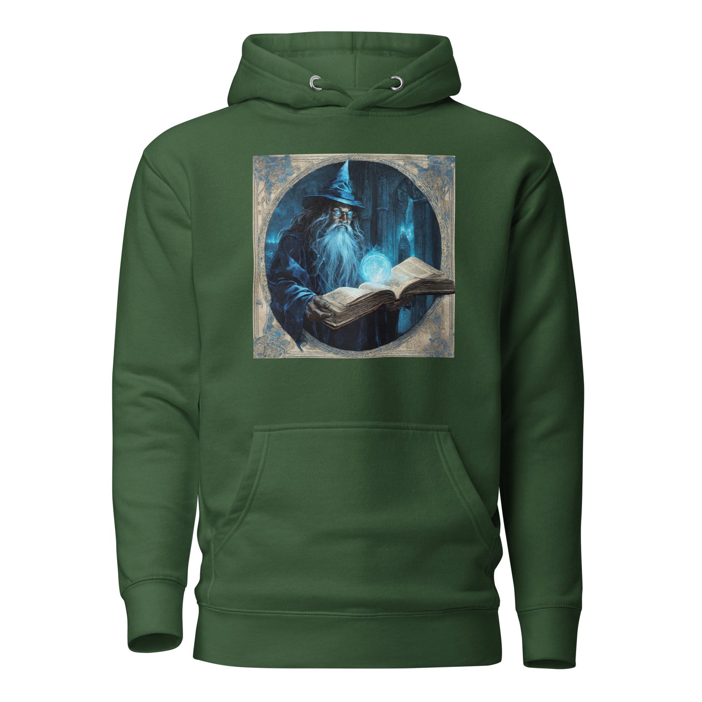 Wizard with Spell Book Men's Hoodie Forest Green