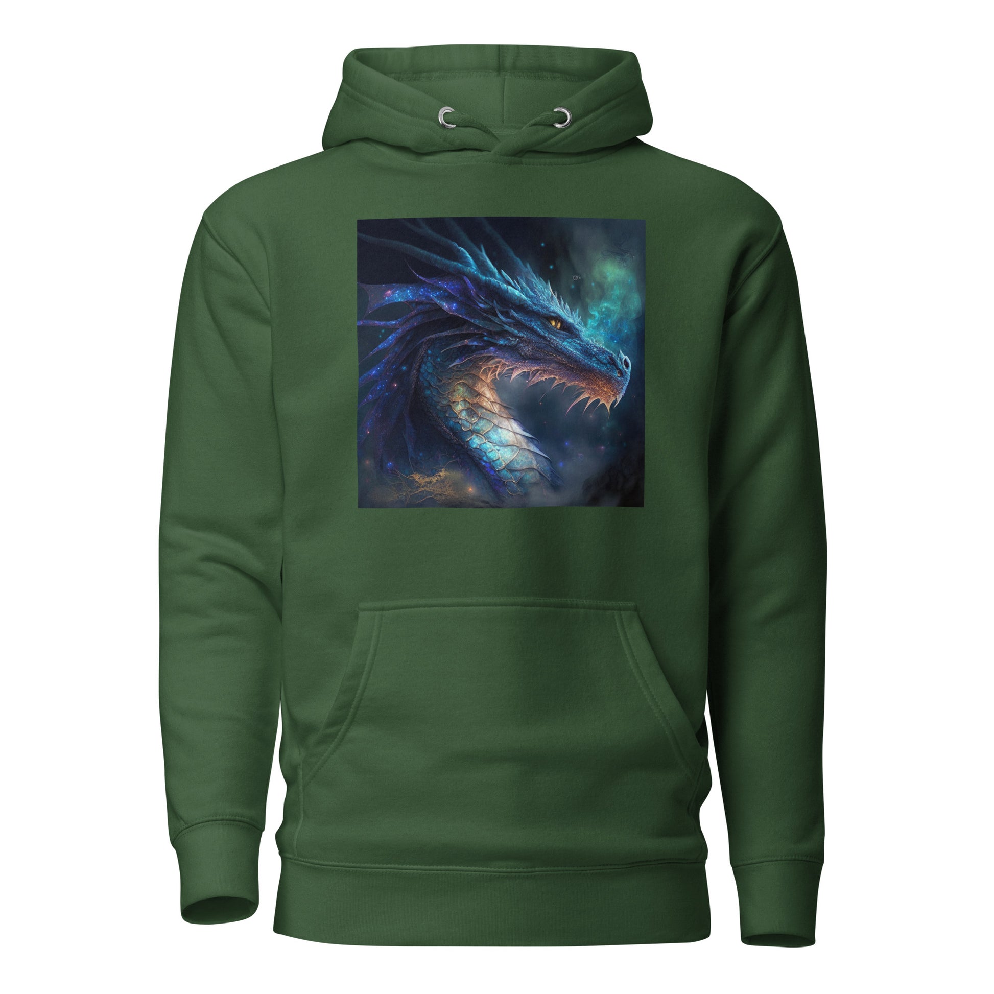 Blue Dragon Men's Fantasy Hoodie Forest Green