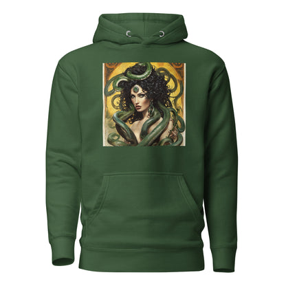 Enchanting Medusa Men's Mythology Hoodie Forest Green