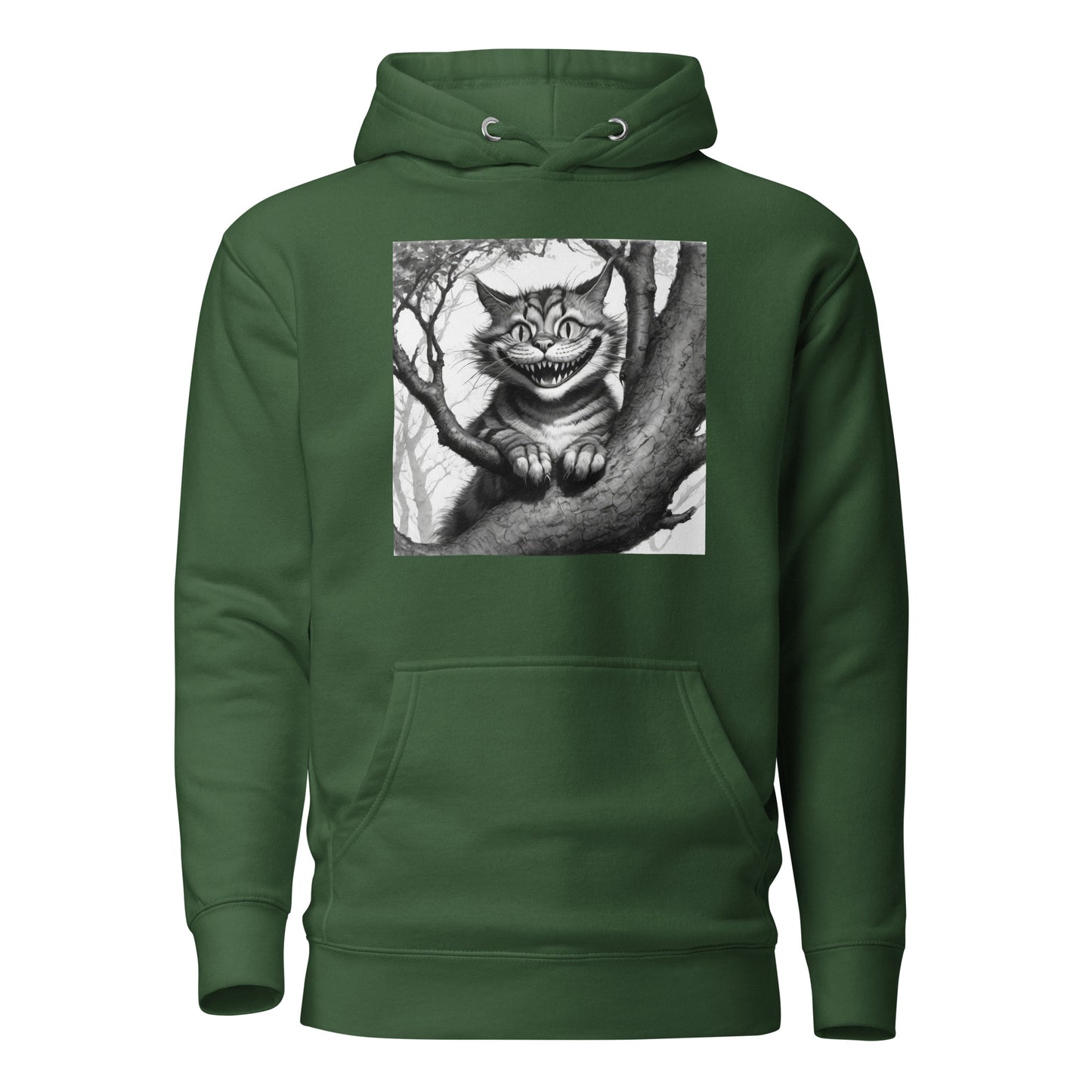 Cheshire Cat in a Tree Men's Alice in Wonderland Hoodie Forest Green