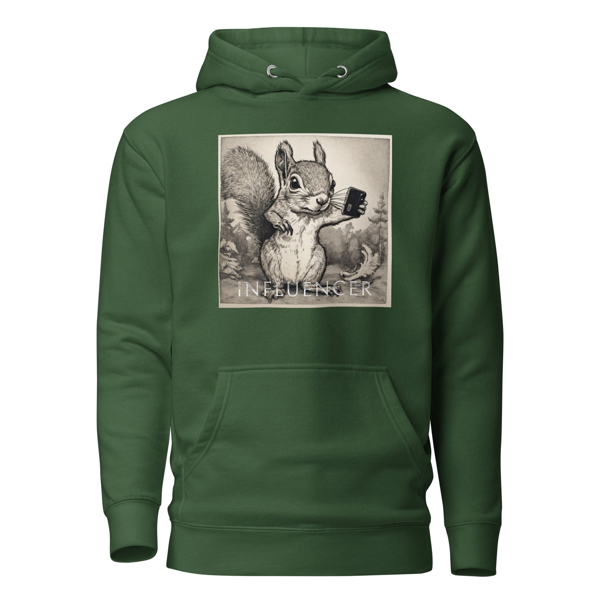 Squirrel Influencer Men's Funny Hoodie Forest Green