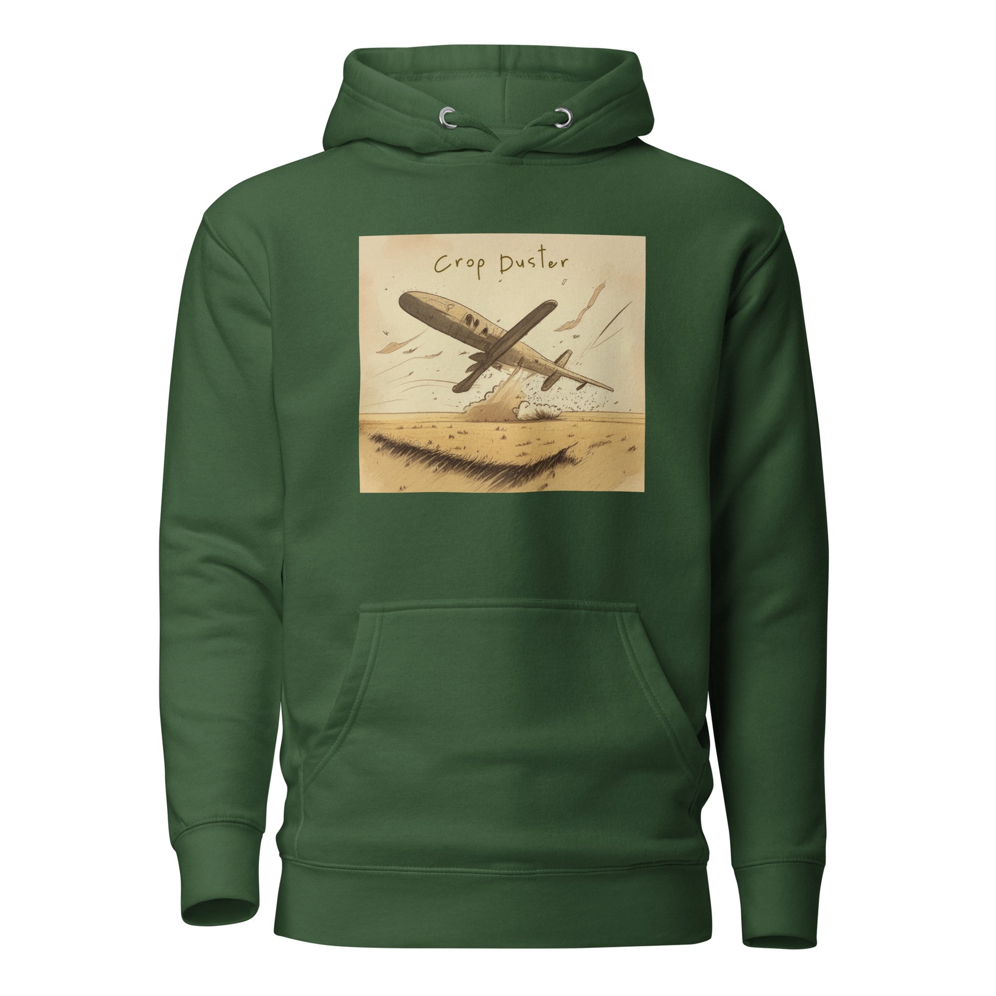 Crop Duster Men's Funny Hoodie Forest Green