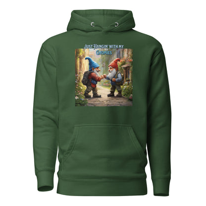 Just Hangin' with my Gnomies Men's Funny Hoodie Forest Green