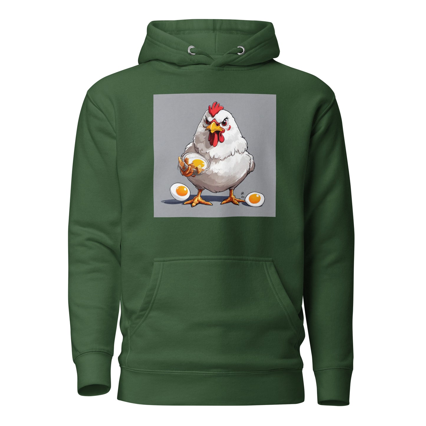 Cannibalistic Chicken Men's Funny Hoodie Forest Green