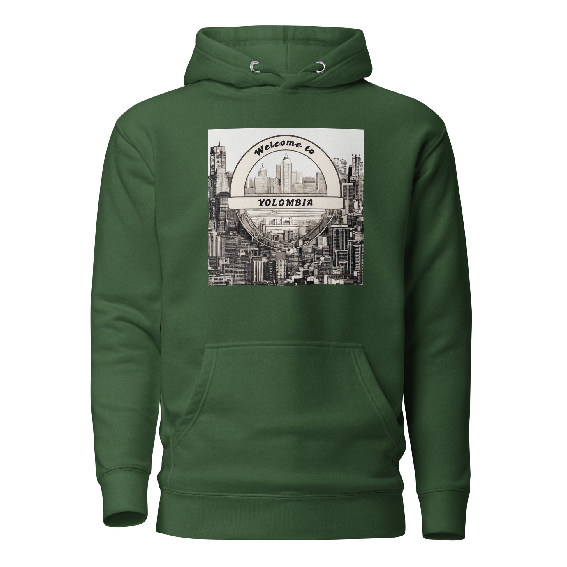 Welcome to YOLOmbia Men's Funny Hoodie Forest Green