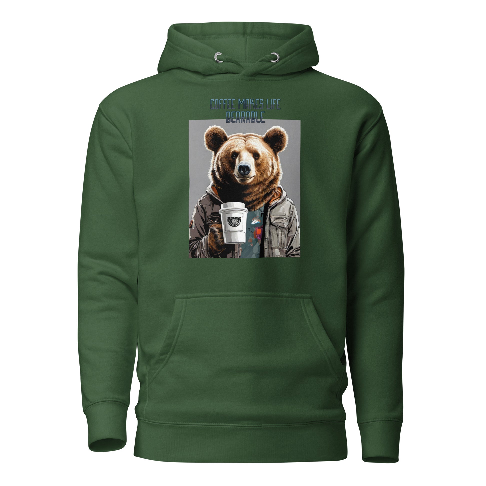 Coffee Makes Life Bearable Men's Funny Hoodie Forest Green