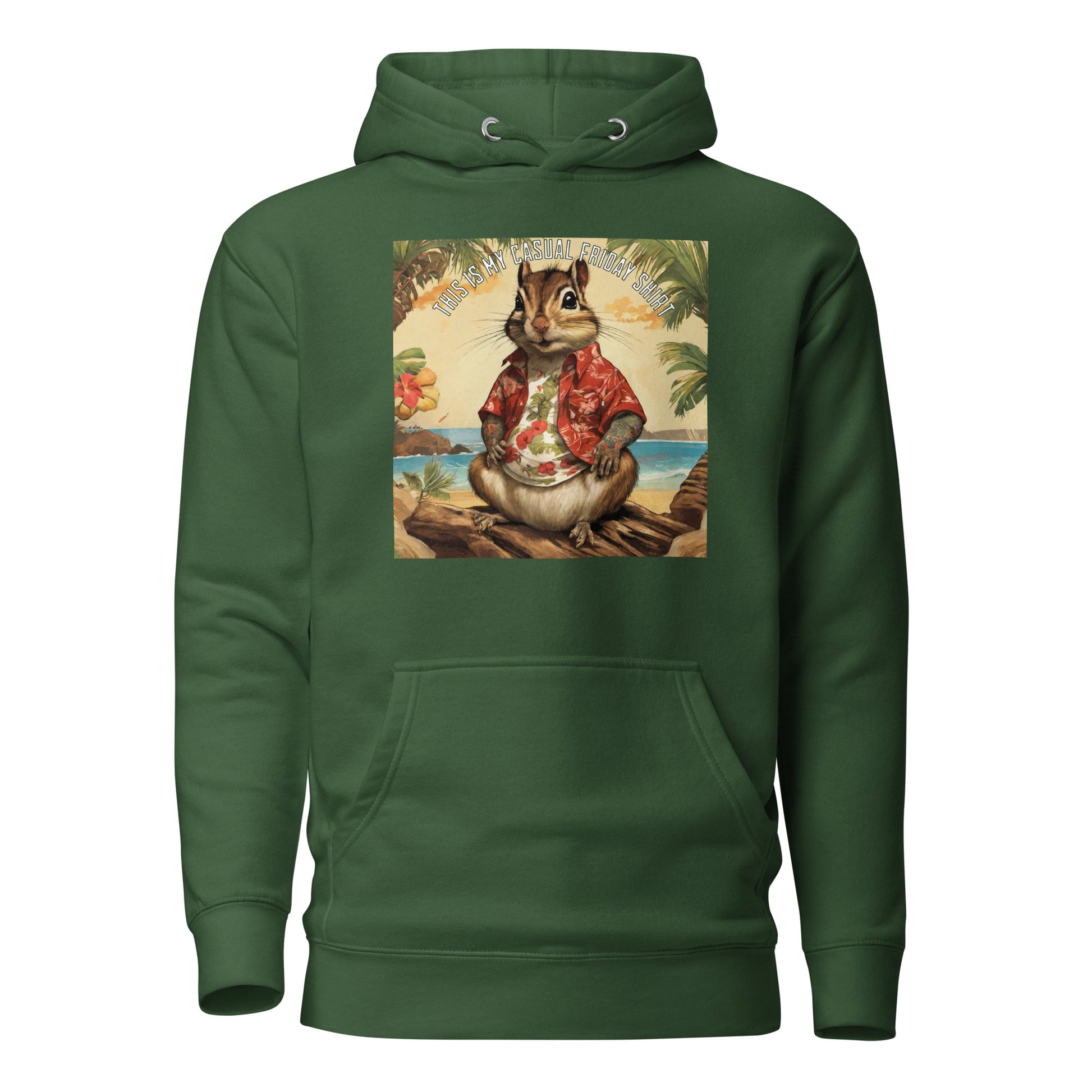 Casual Friday Squirrel Men's Funny Hoodie Forest Green