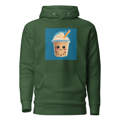 Boba Bubble Milk Tea Men's Funny Hoodie Forest Green