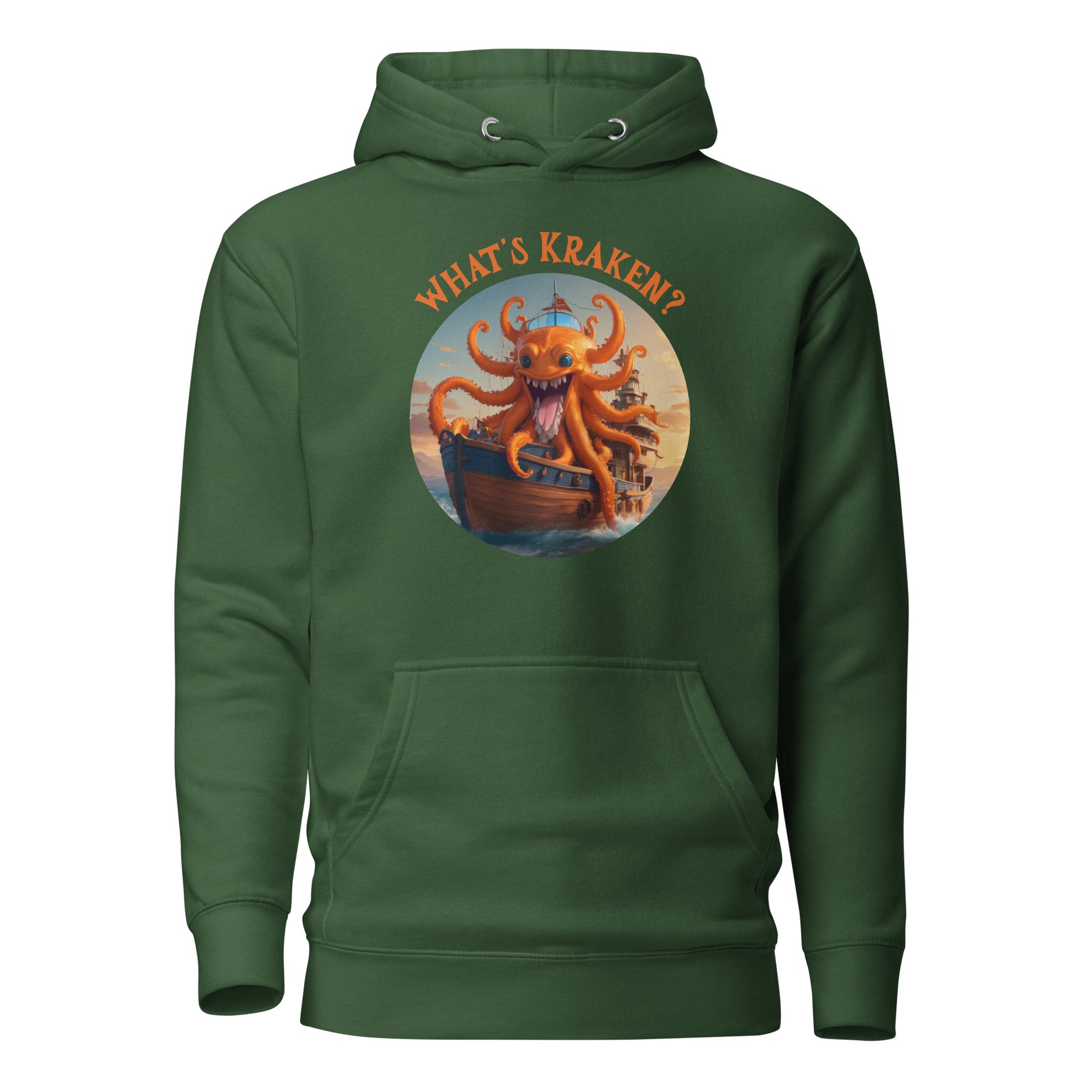 What's Kraken Men's Funny Hoodie Forest Green