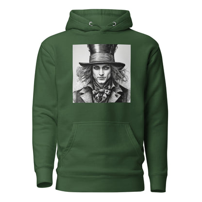 Serenely Eccentric Mad Hatter Men's Hoodie Forest Green