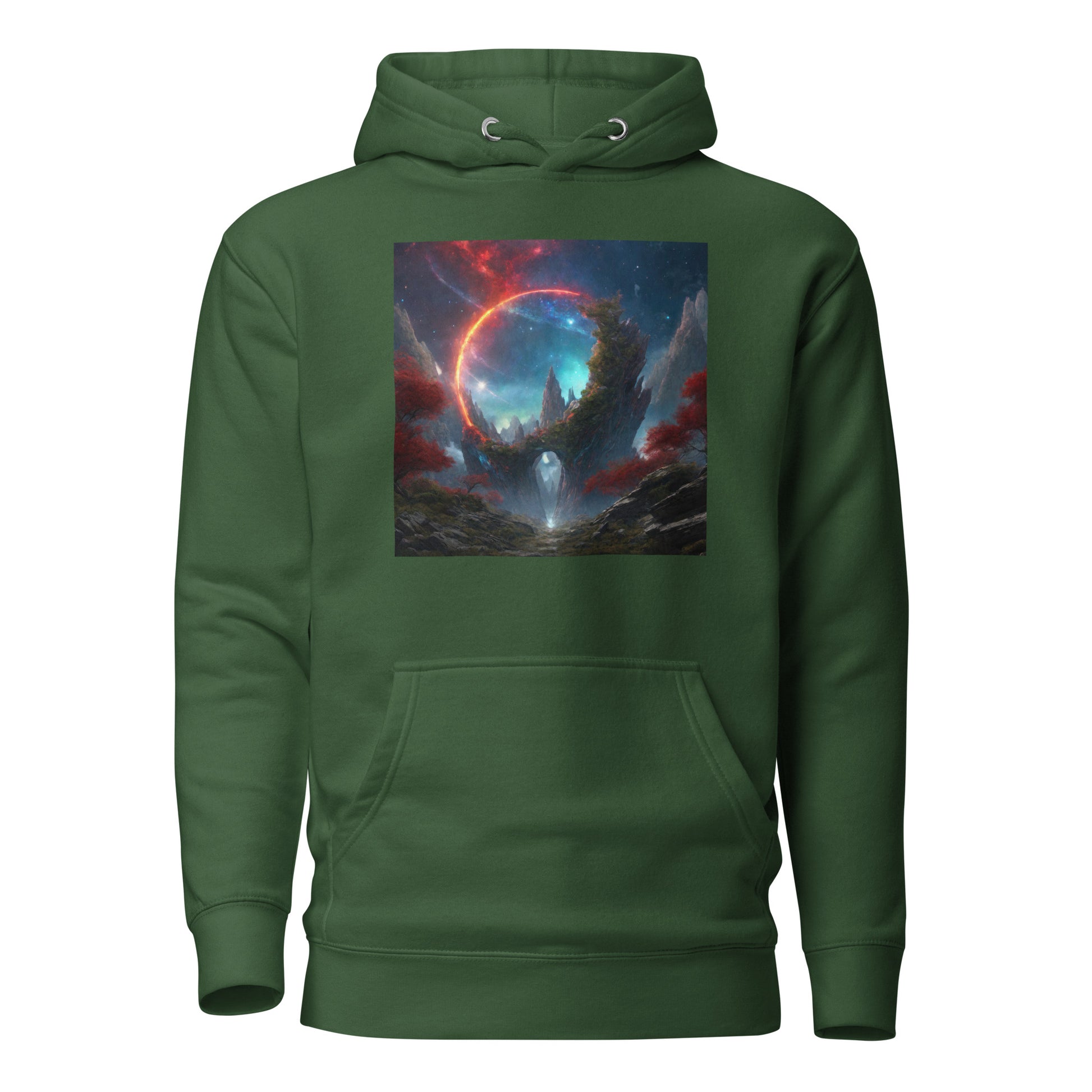 Ring of Fire Futuristic Landscape Men's Graphic Hoodie Forest Green