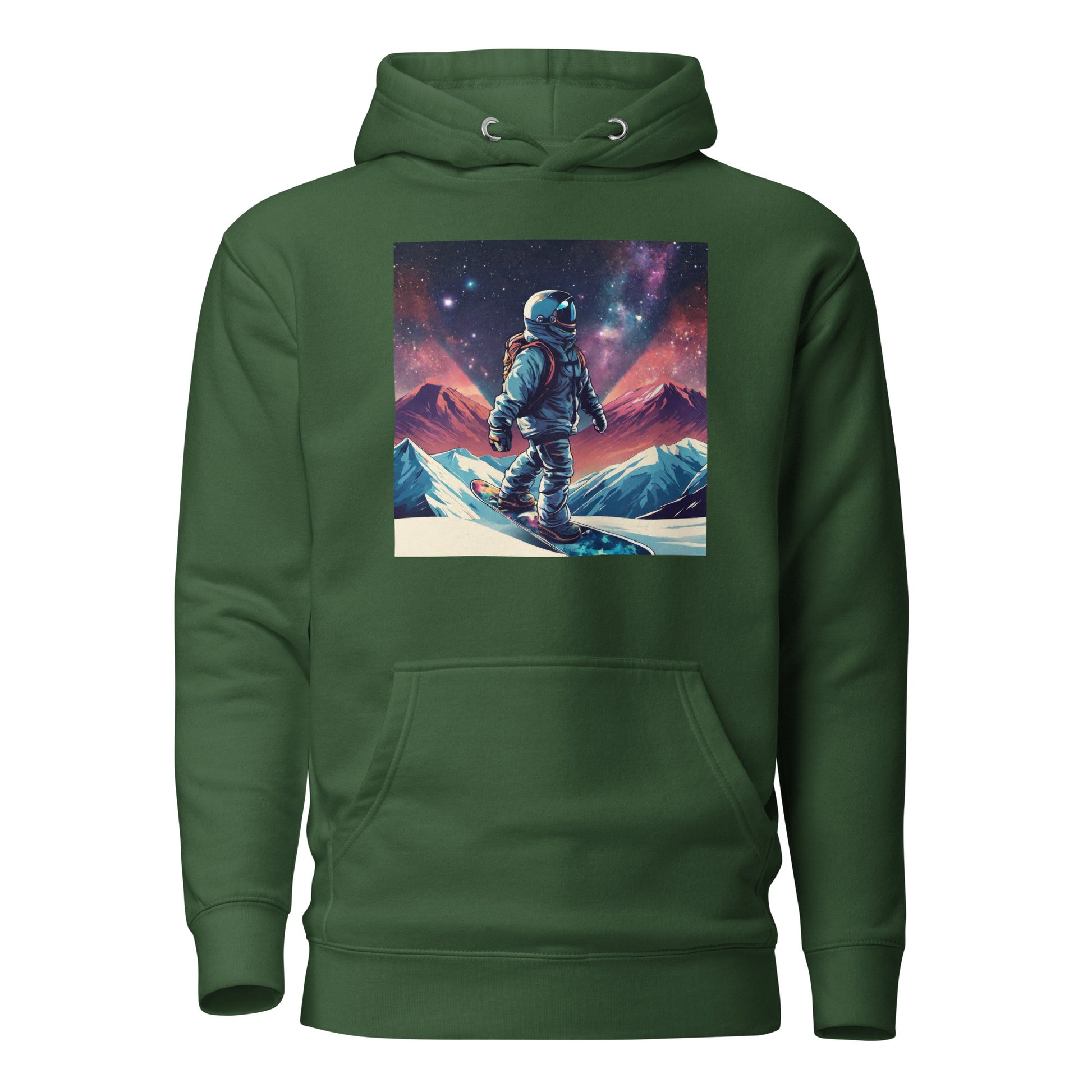 Snowboarding Astronaut Men's Hoodie Forest Green