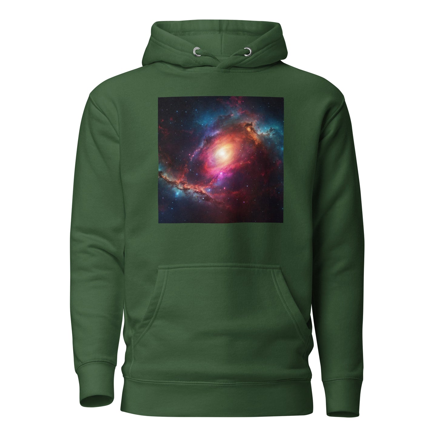 Cosmic Expanse Men's Outer Space Hoodie Forest Green