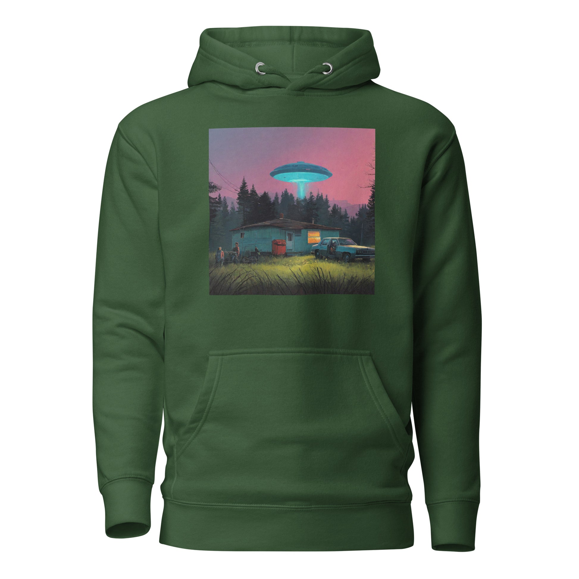 Backwoods Alien Abduction Men's Graphic Hoodie Forest Green